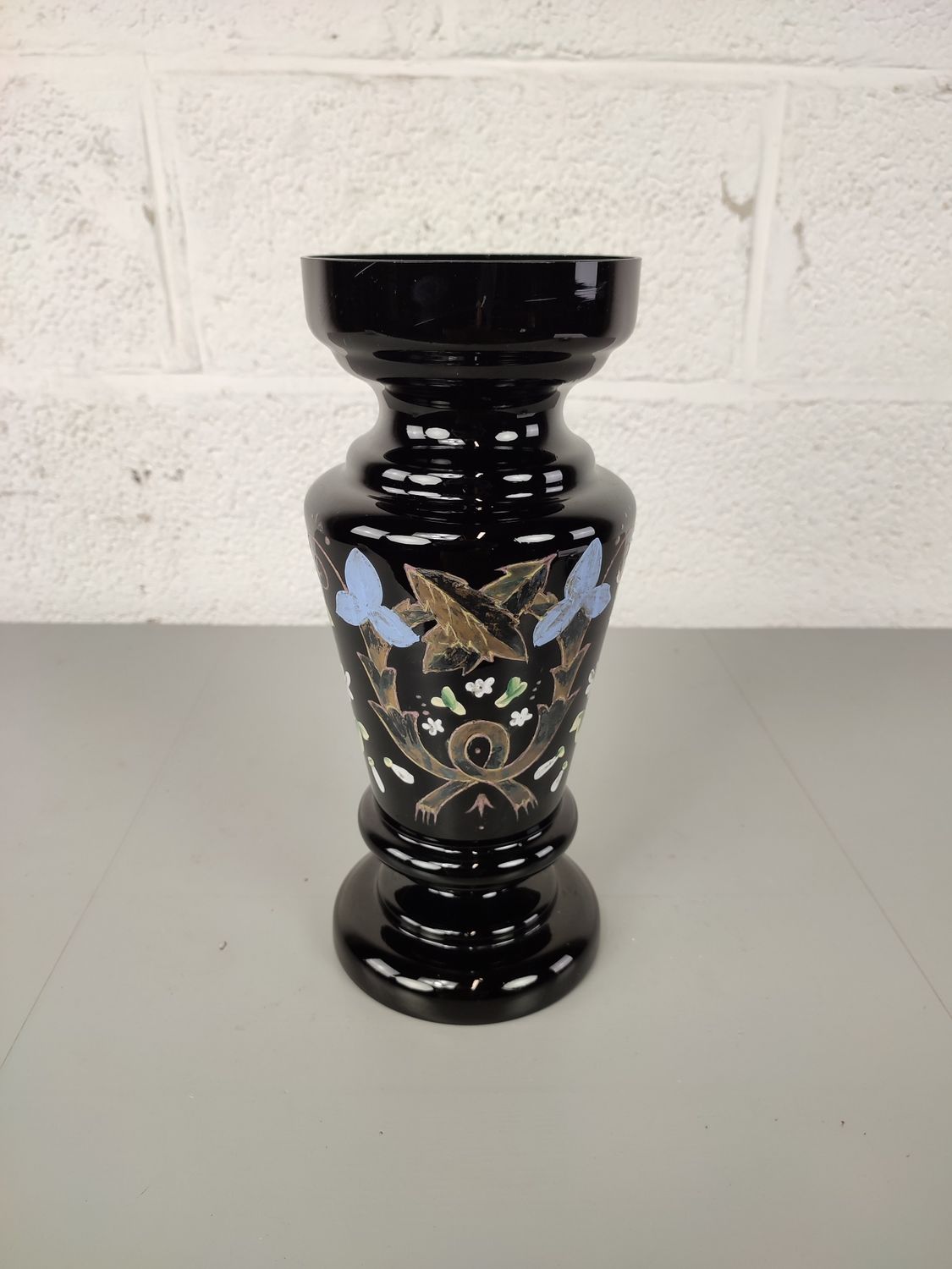 Black glass vase