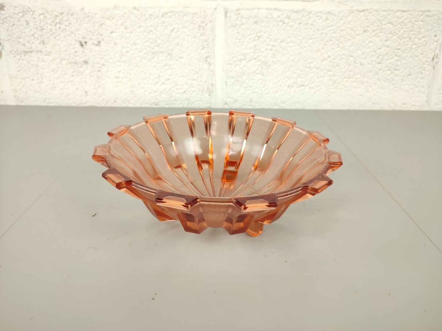 Pink pressed glass bowl