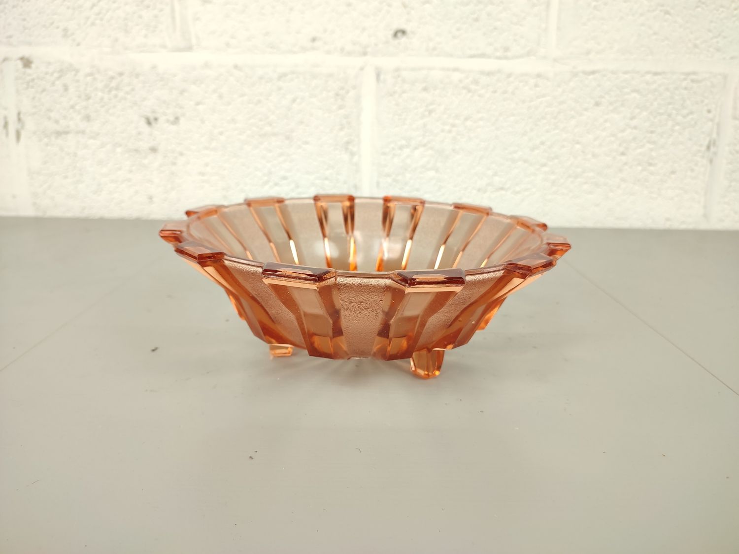 Pink pressed glass bowl