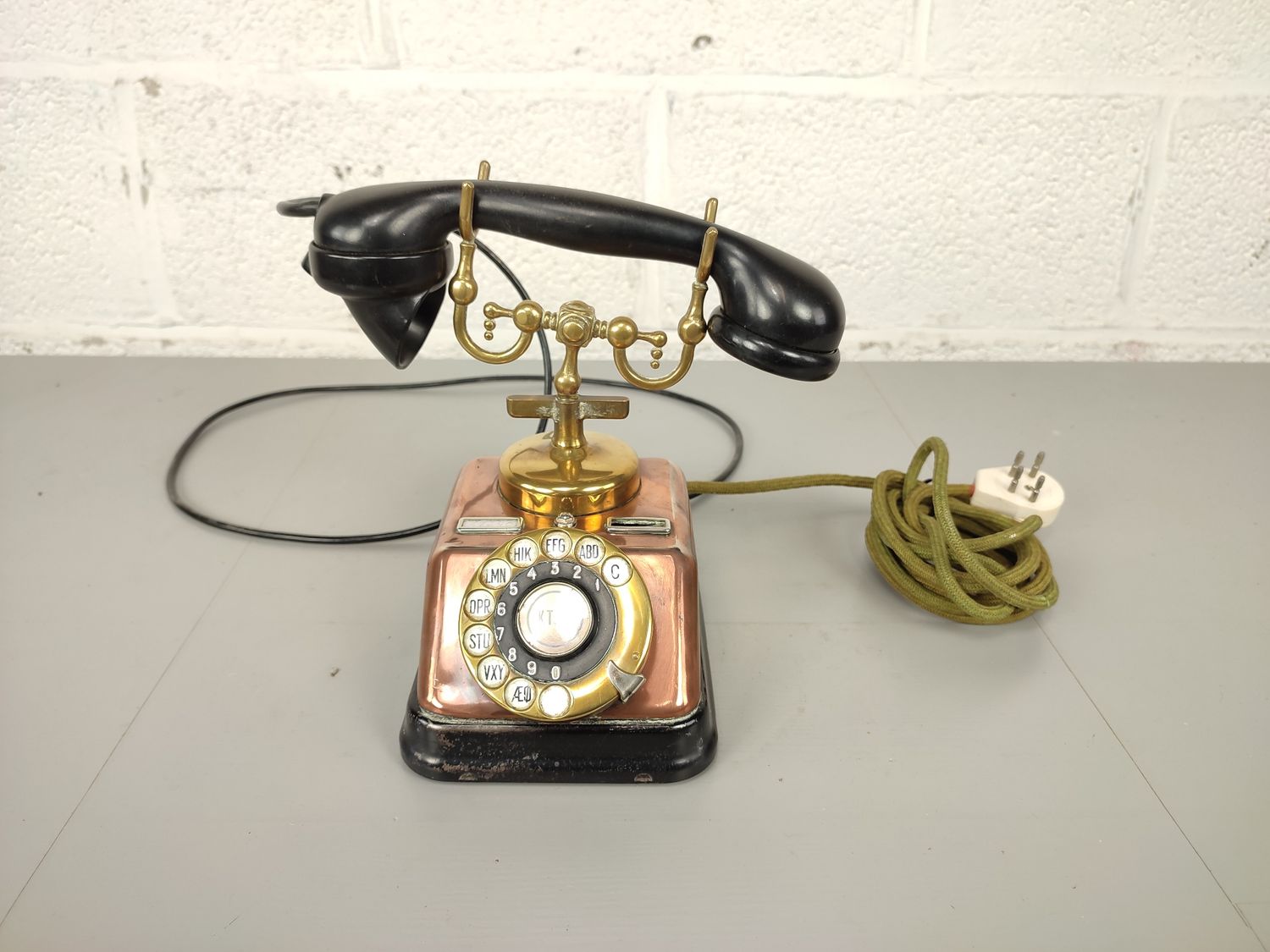 Old copper telephone