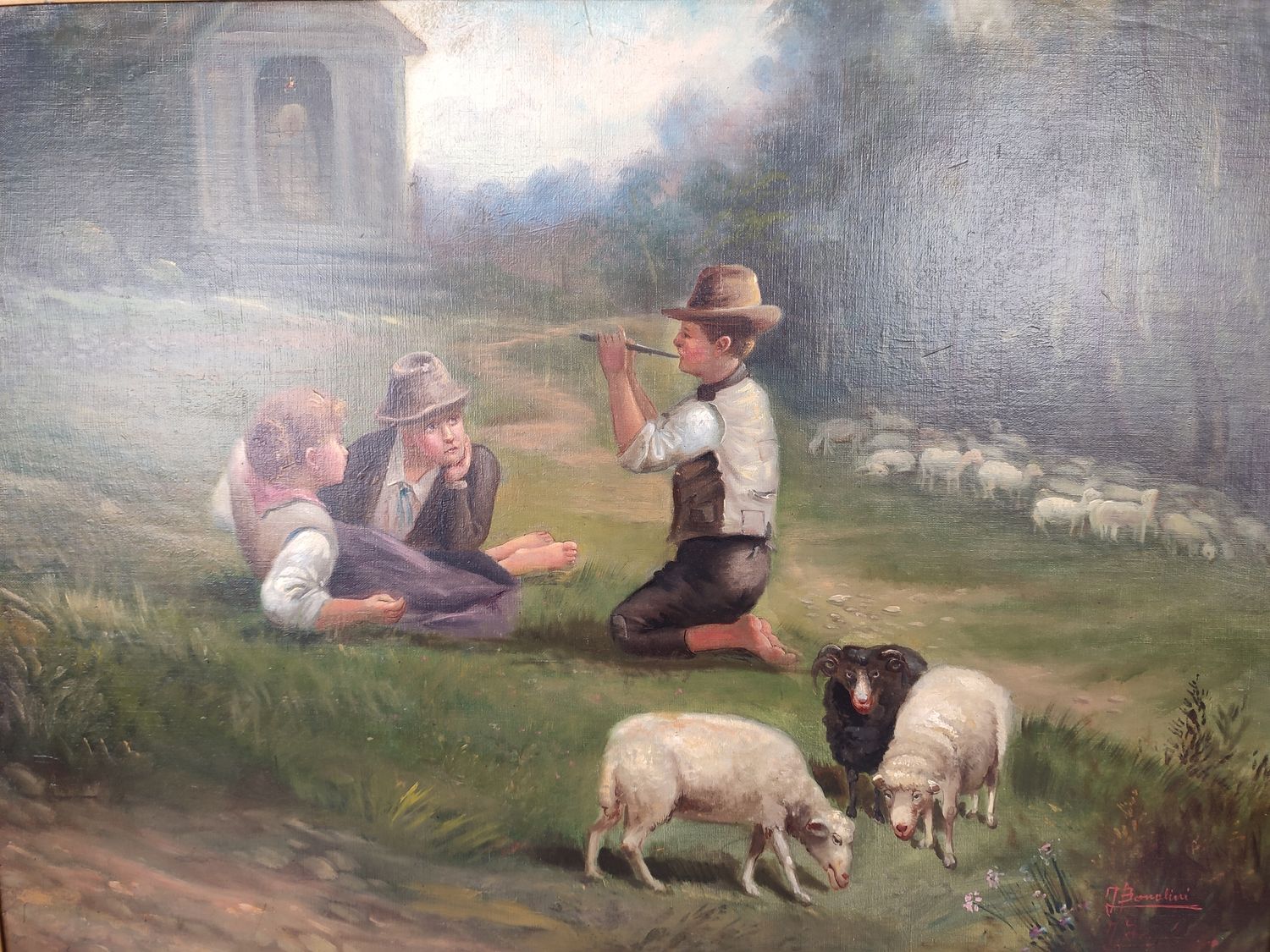 Jane Bonalini - painting - flute playing shepperd