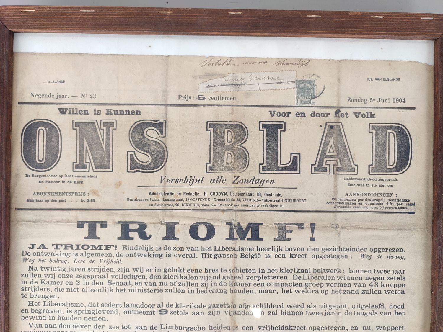 Large poster 'Ons blad' 1904