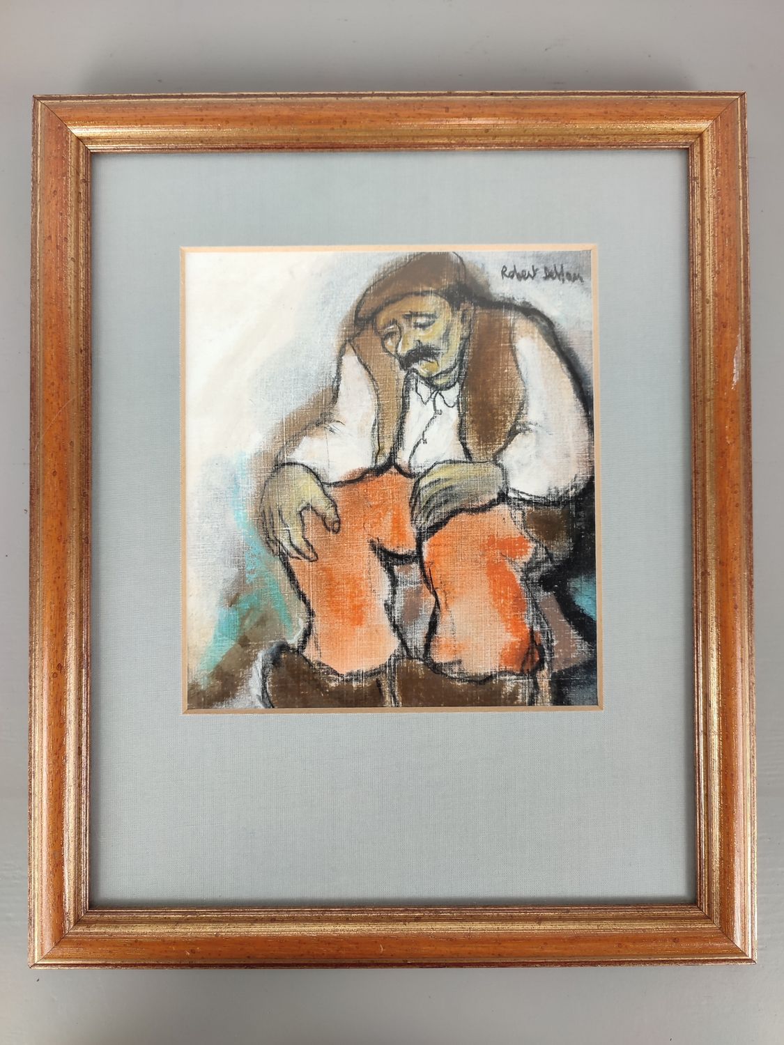 Robert De Man - Pastel drawing - a peasant man