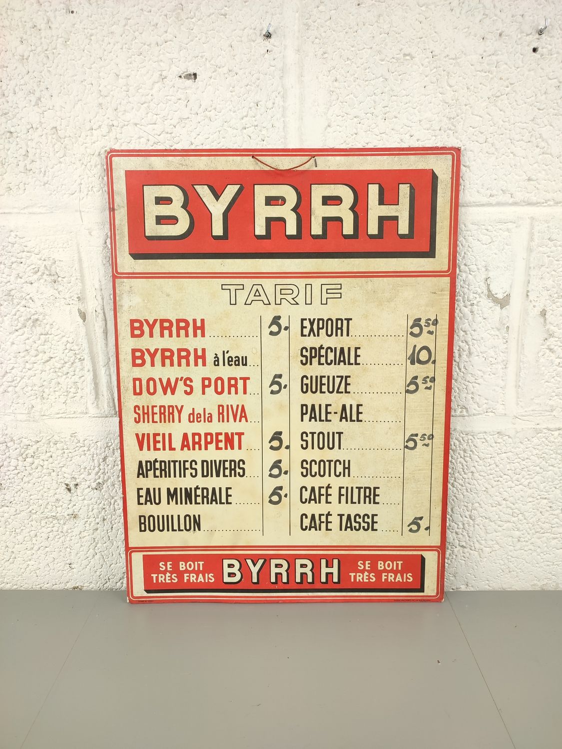Old Byrrh price list