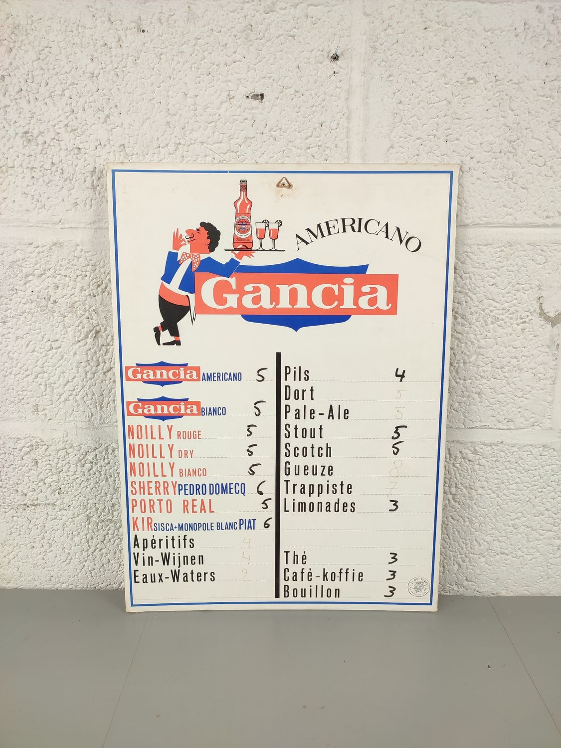 Old Gancia price list