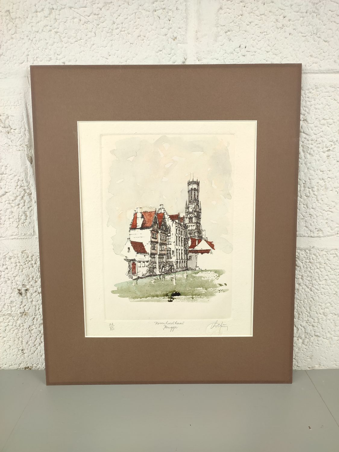 André Colpin - Etching - Rozenhoedkaai Bruges