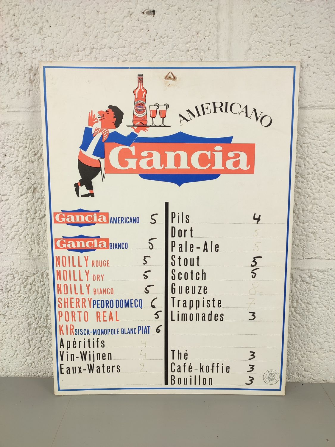 Old Gancia price list
