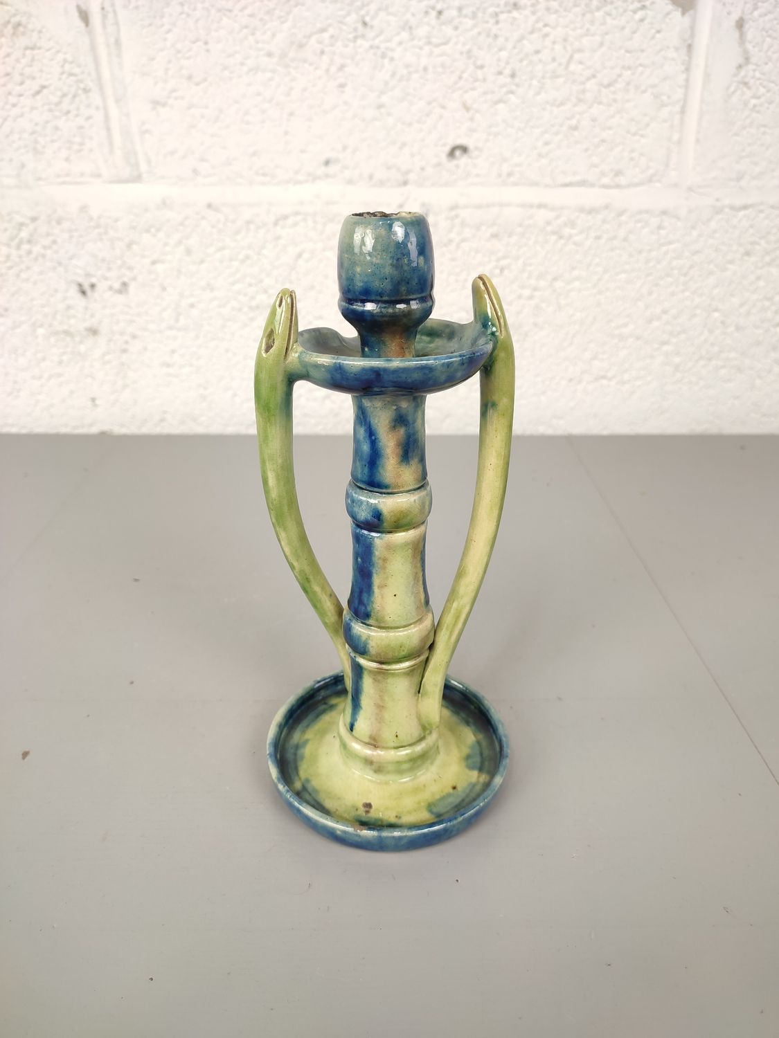 Candlestick in Flemish earthenware