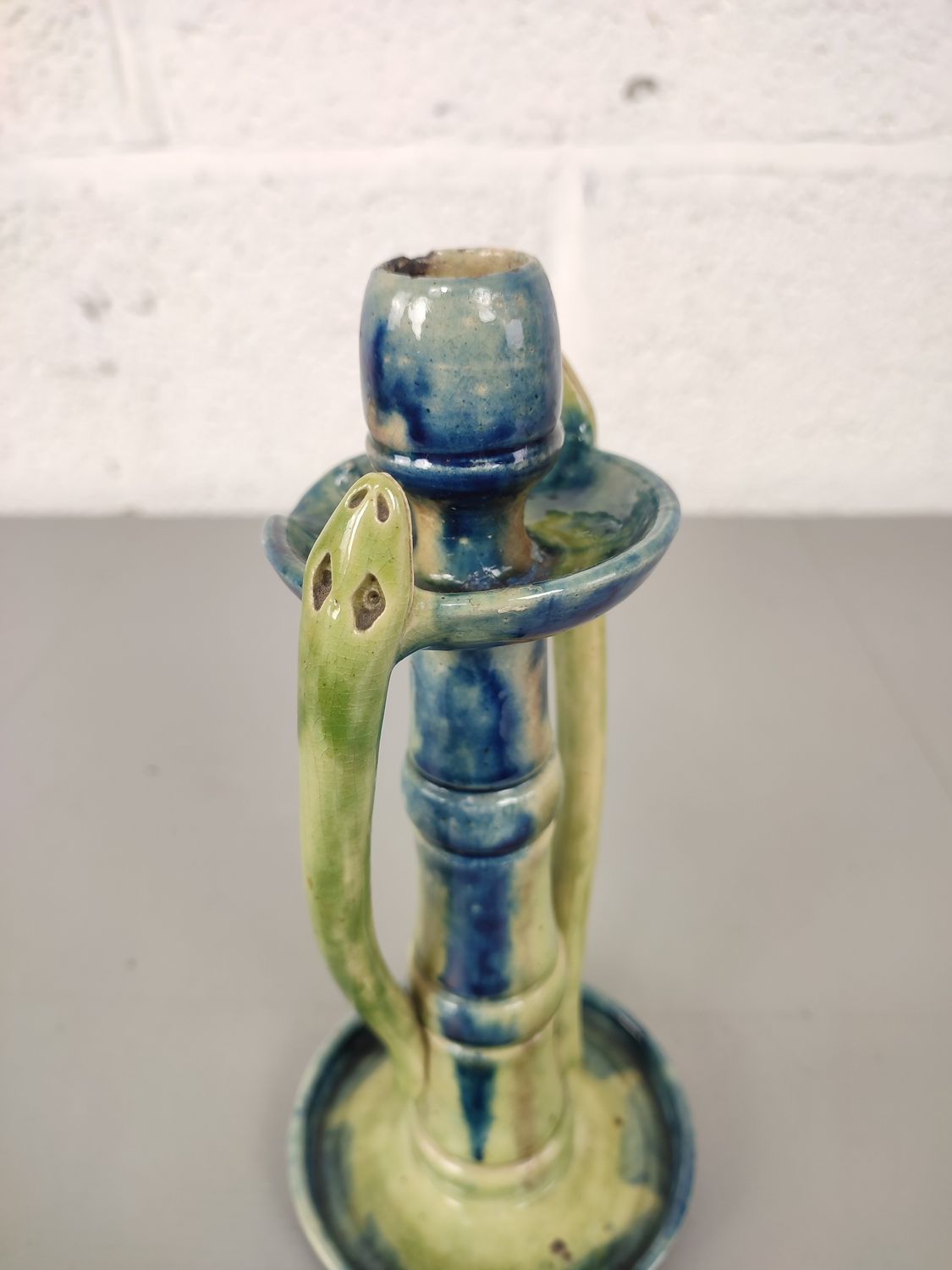 Candlestick in Flemish earthenware