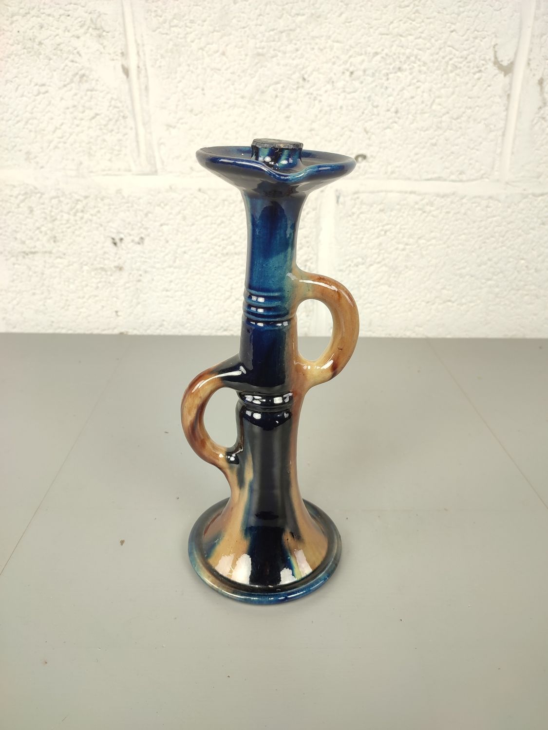 Candlestick in Flemish earthenware