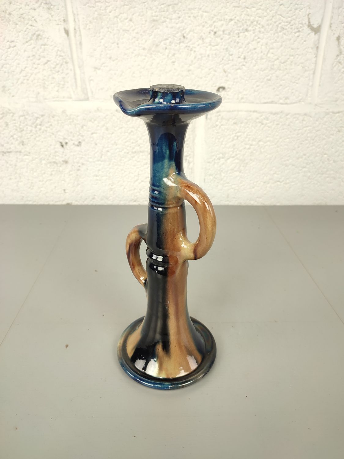 Candlestick in Flemish earthenware
