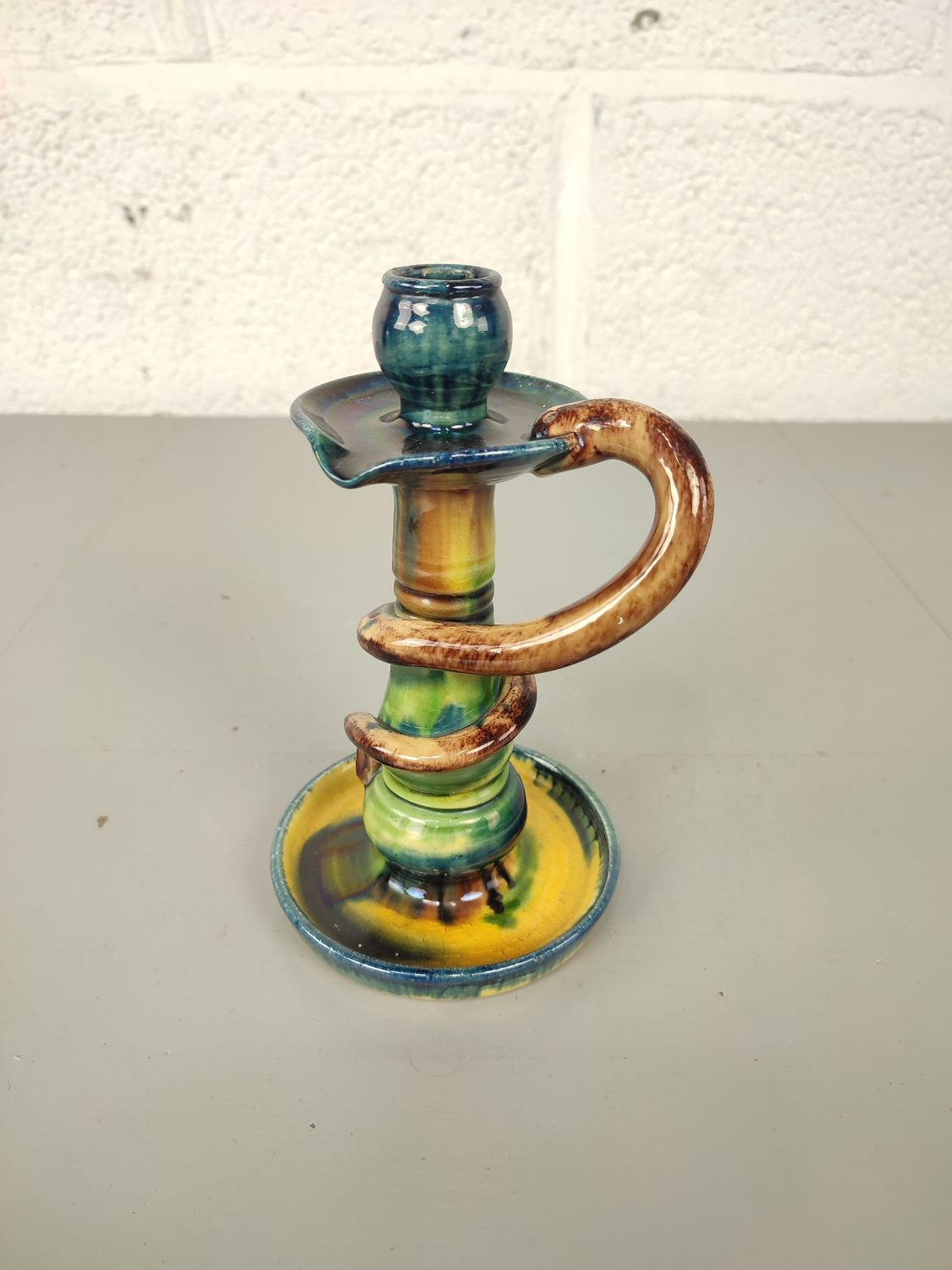 Candlestick in Flemish earthenware