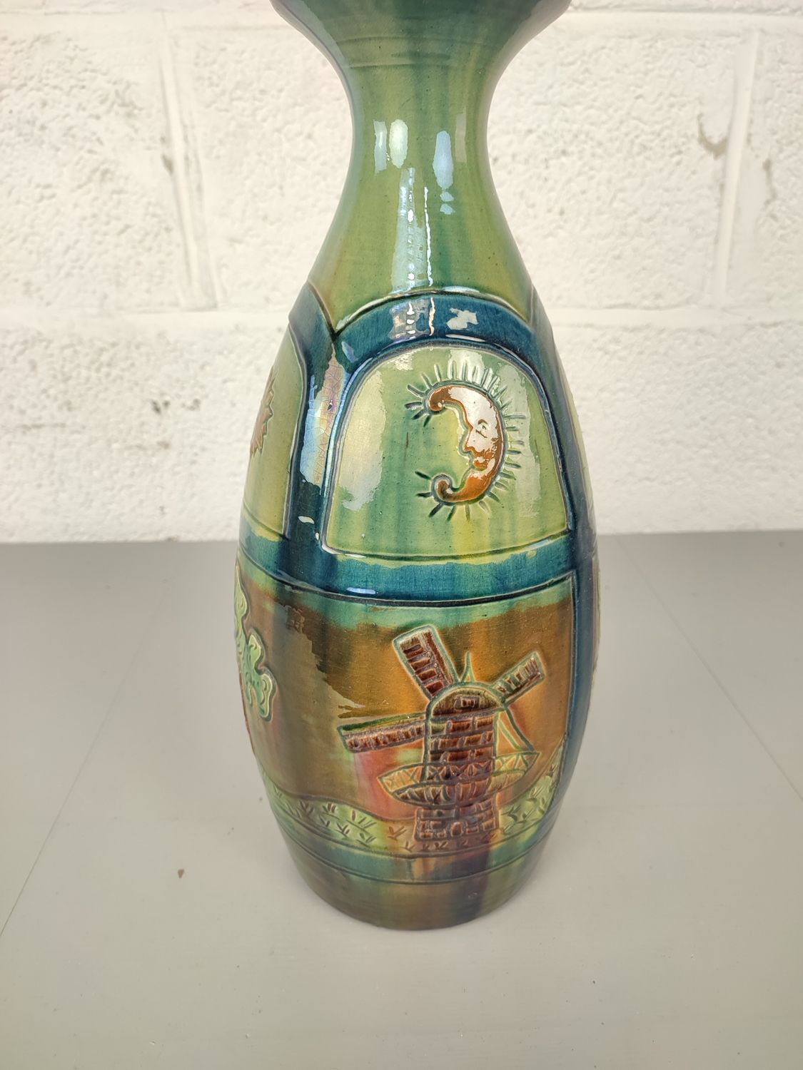 Flemish earthenware vase 43cm