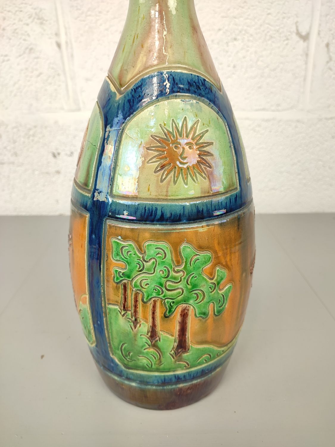 Flemish earthenware vase 43cm