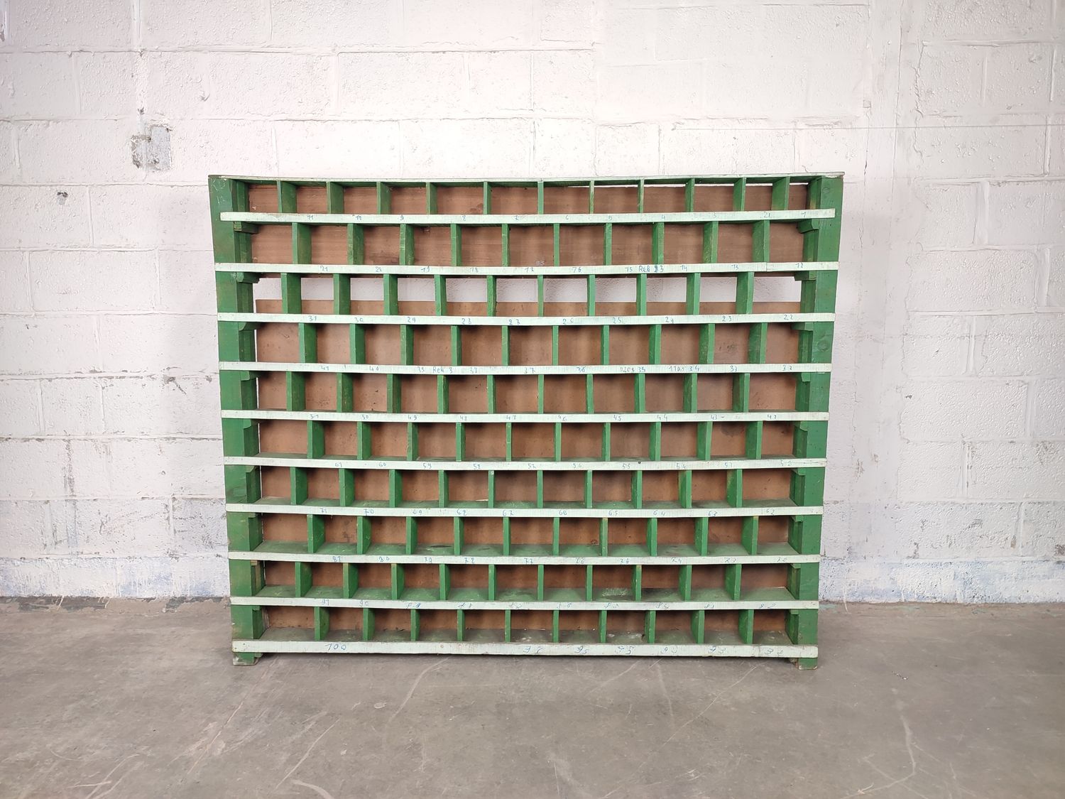 Large wooden rack with 100+ compartments
