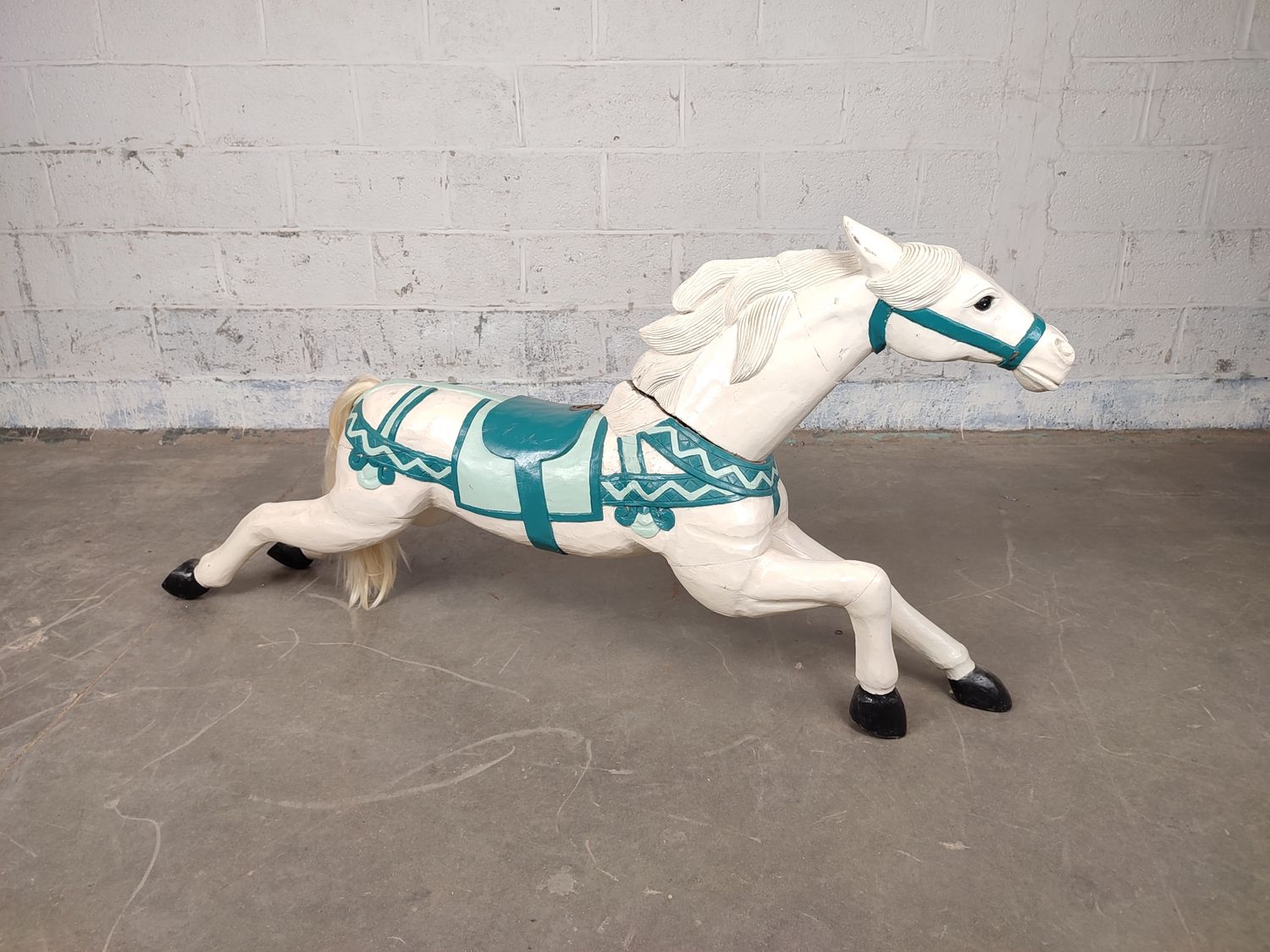 Large antique wooden carousel horse