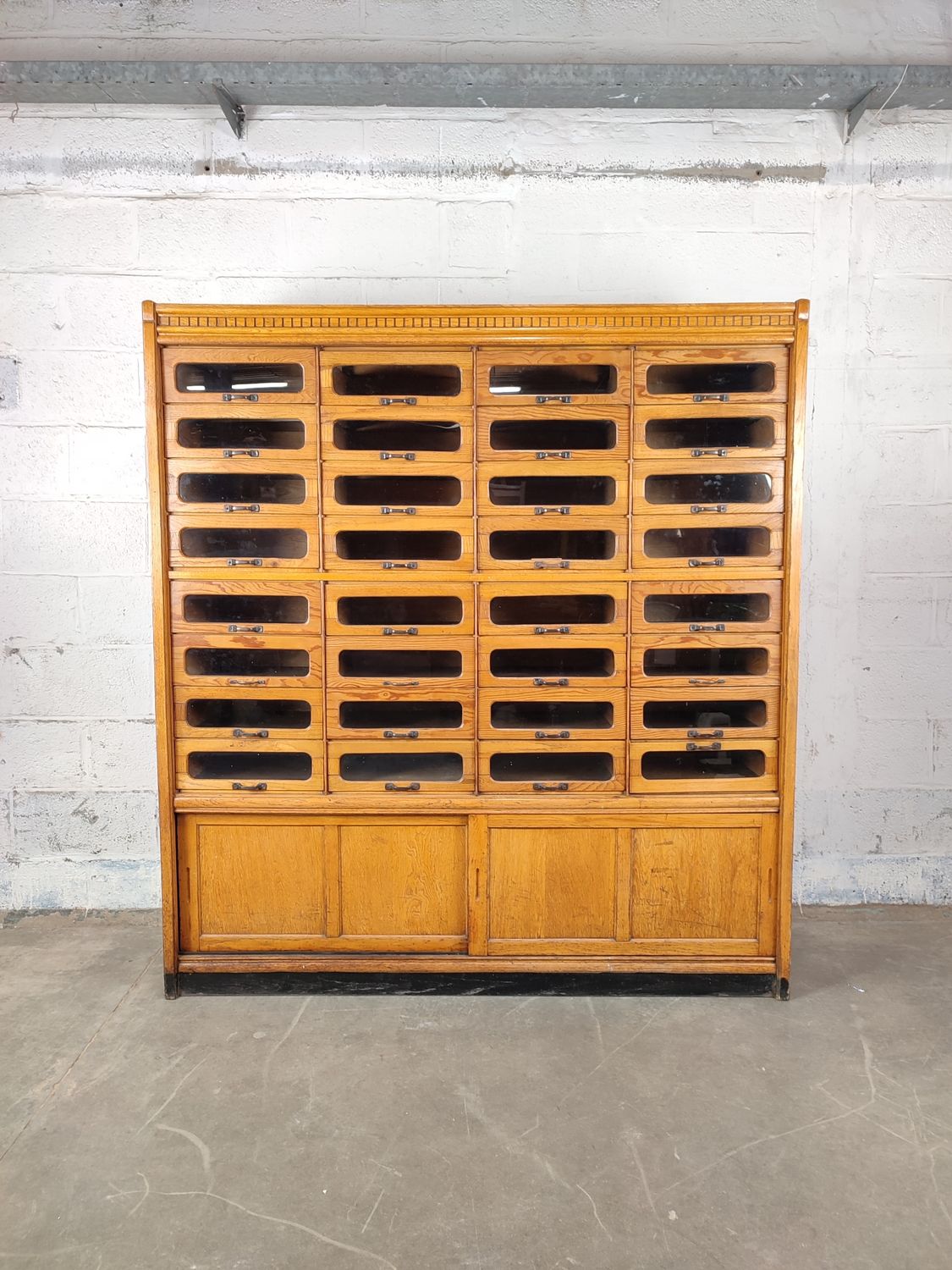 Large antique wooden shop cabinet
