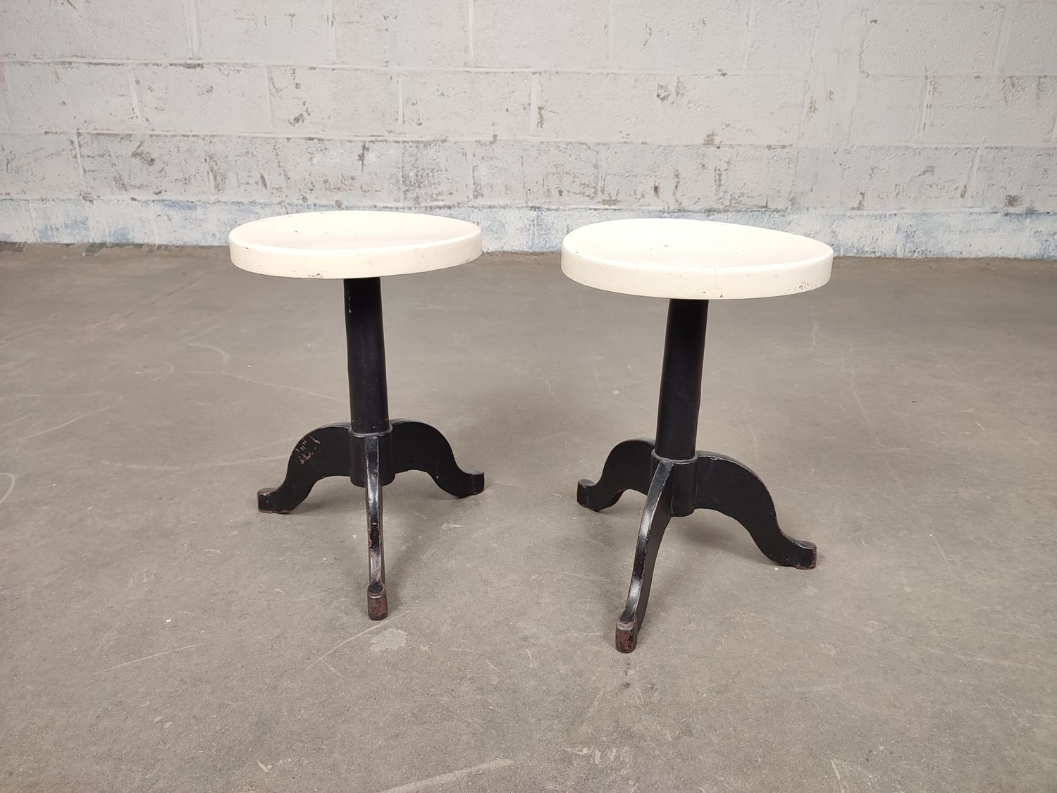 Pair of metal laboratory stools