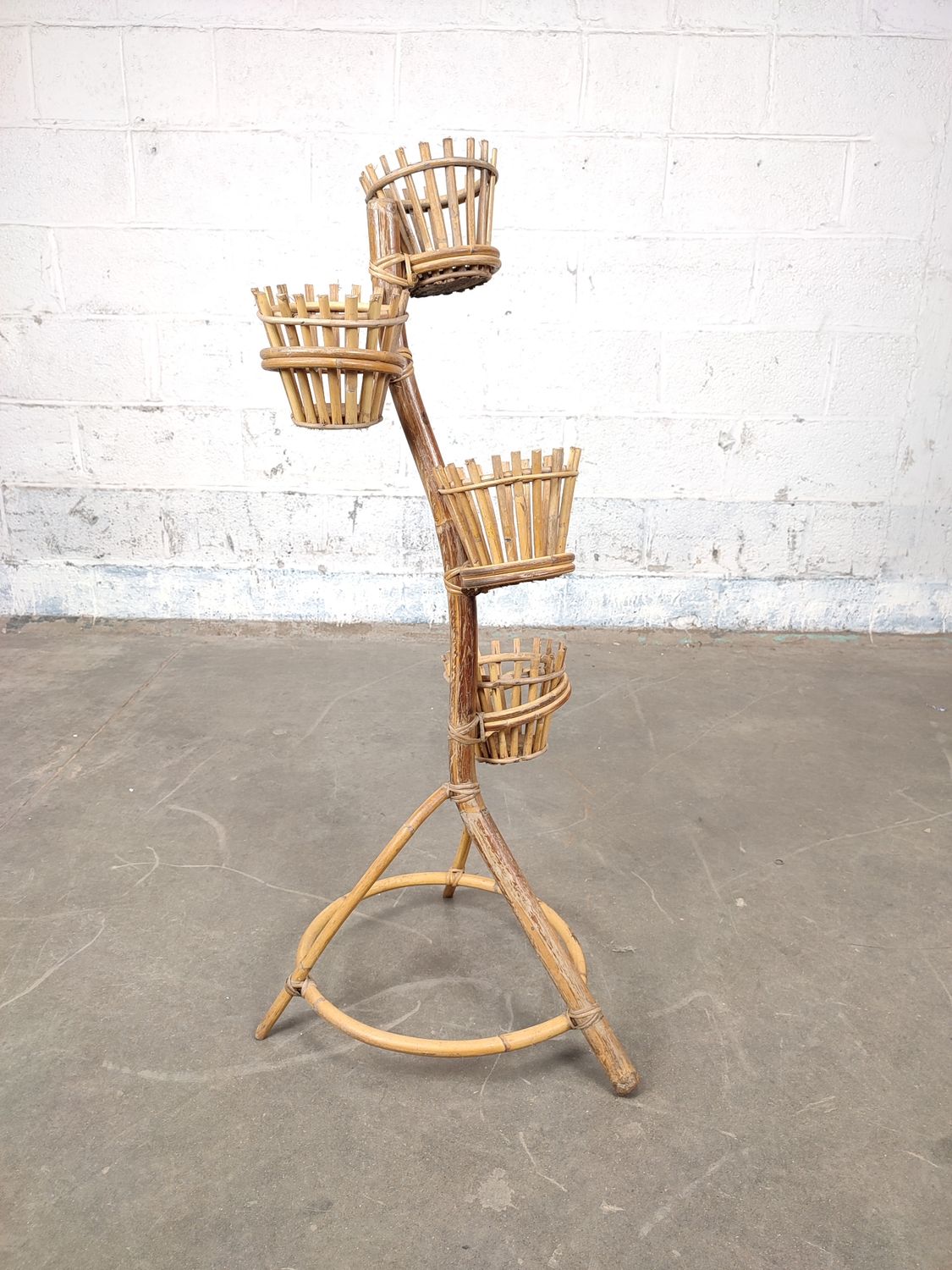 Vintage rattan plant stand