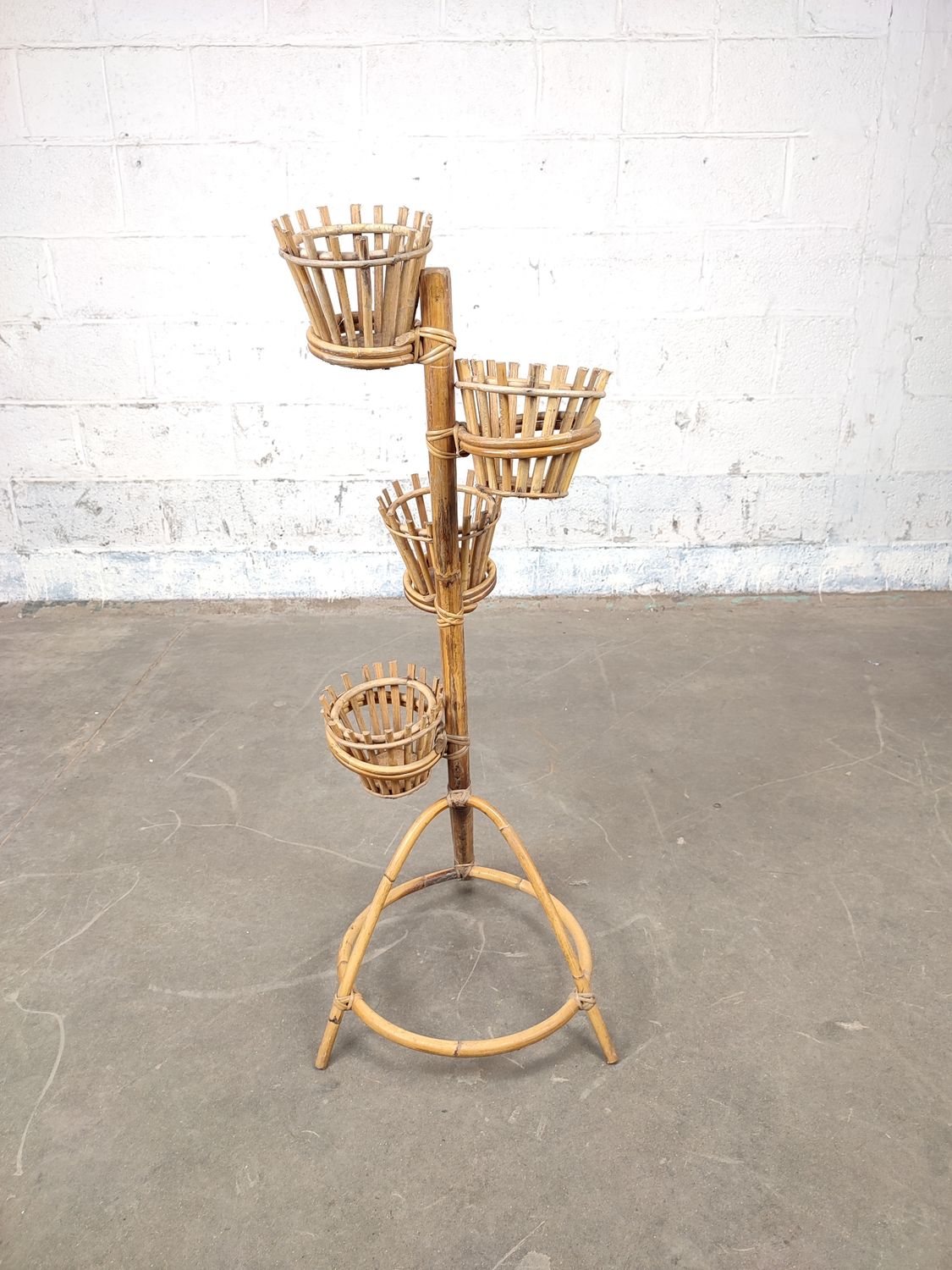 Vintage rattan plant stand