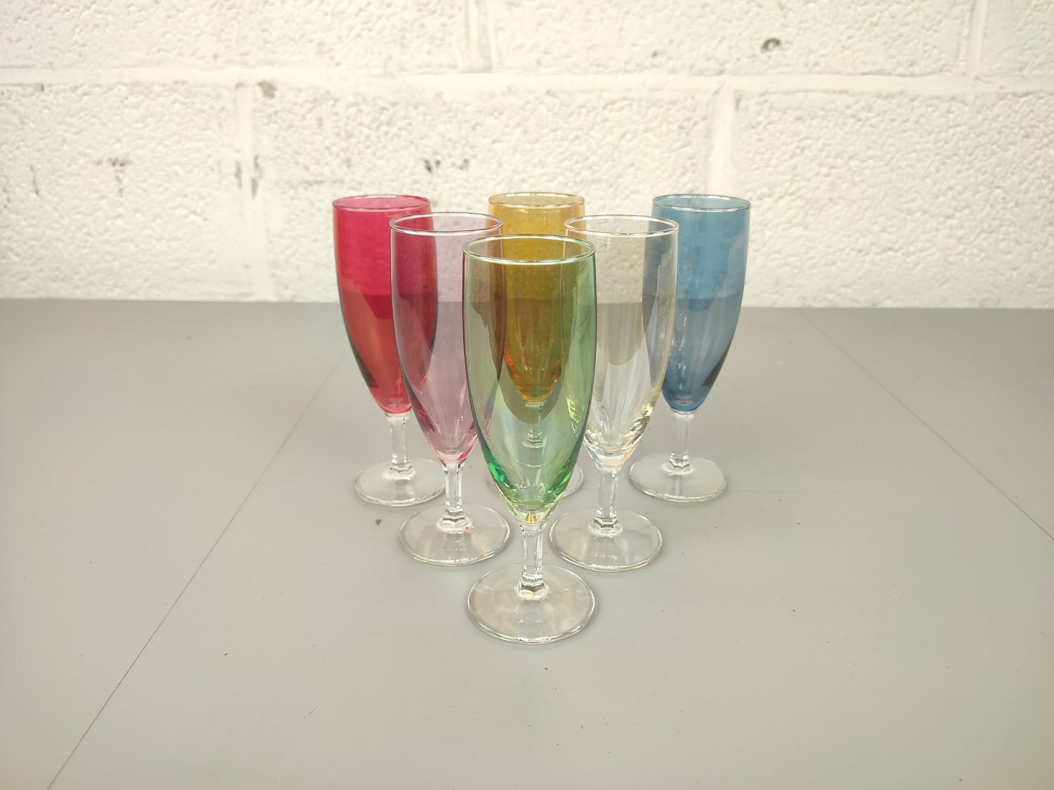 Vintage colourful set of champagne glasses