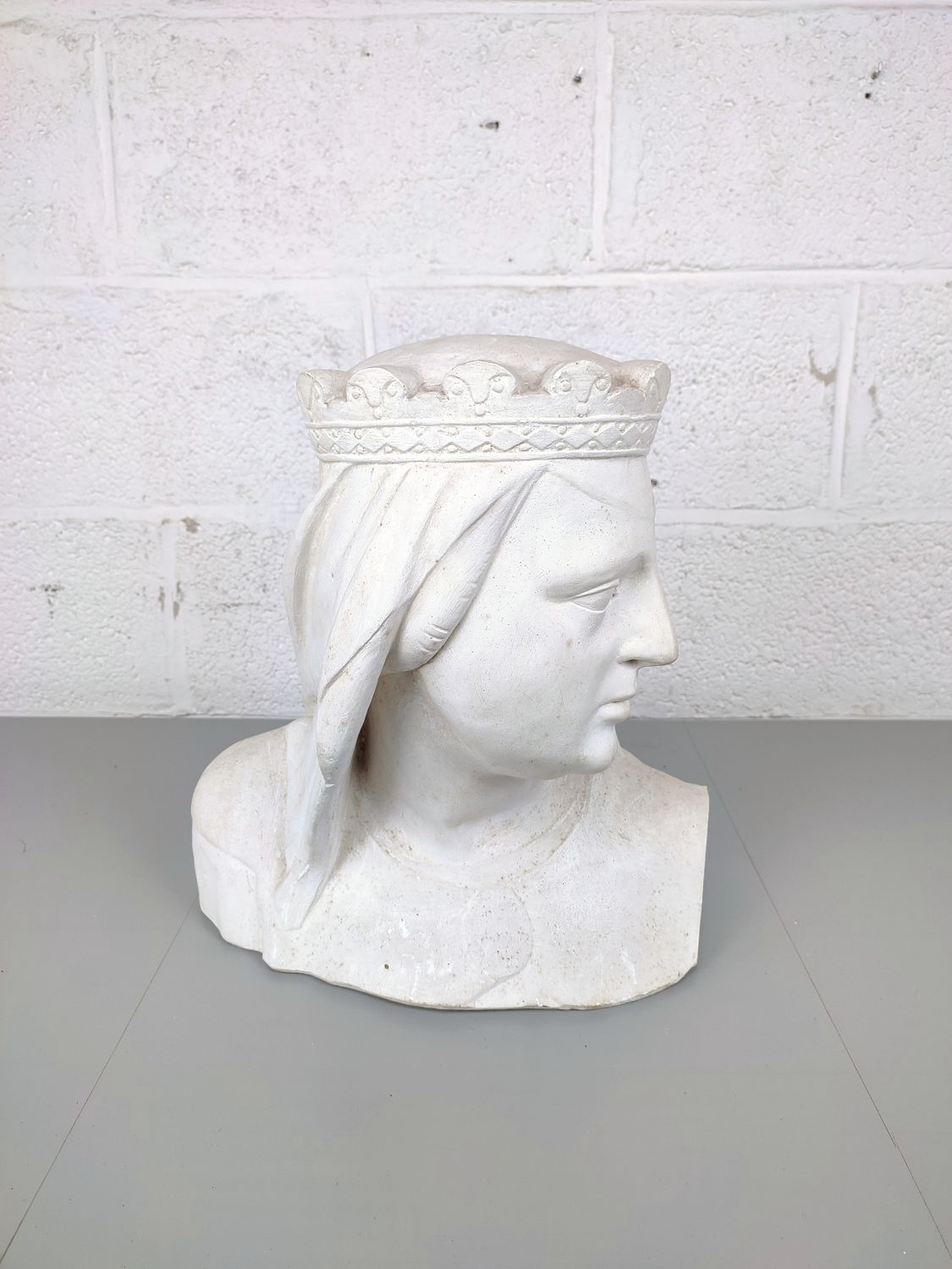 Plaster bust of a crowned lady