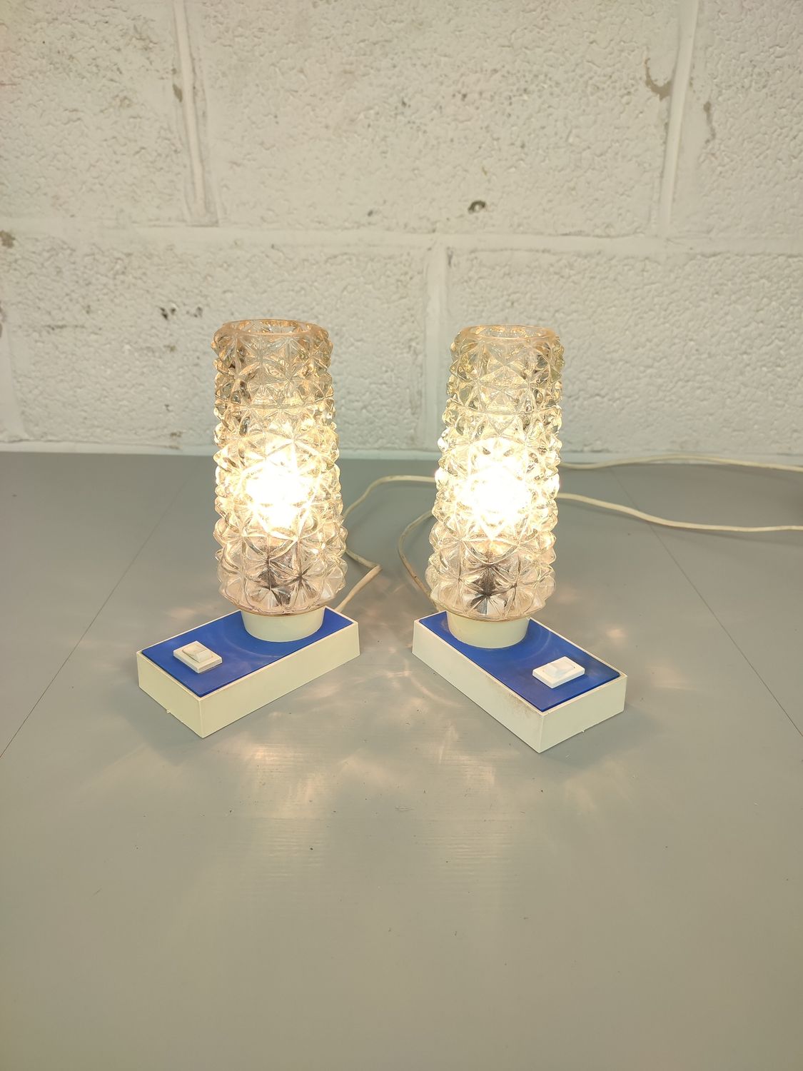 Pair of vintage blue table lamps