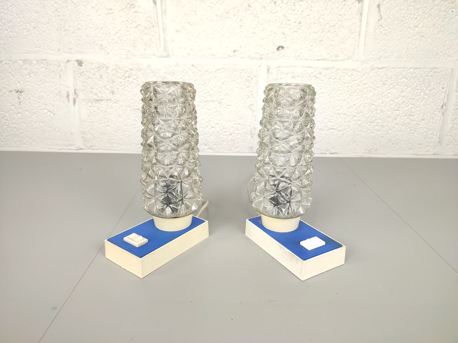 Pair of vintage blue table lamps