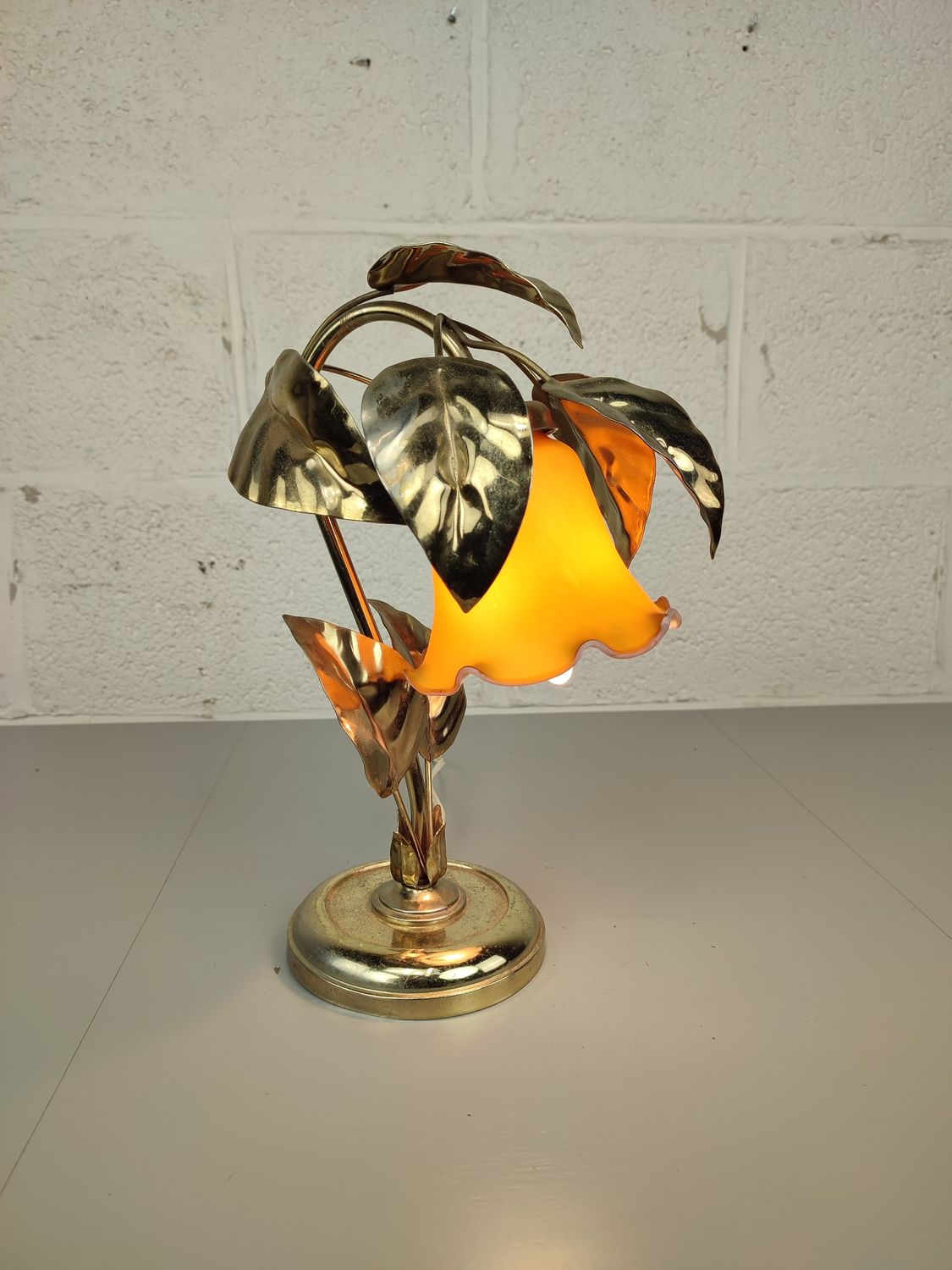 Vintage metal lamp with glass paste