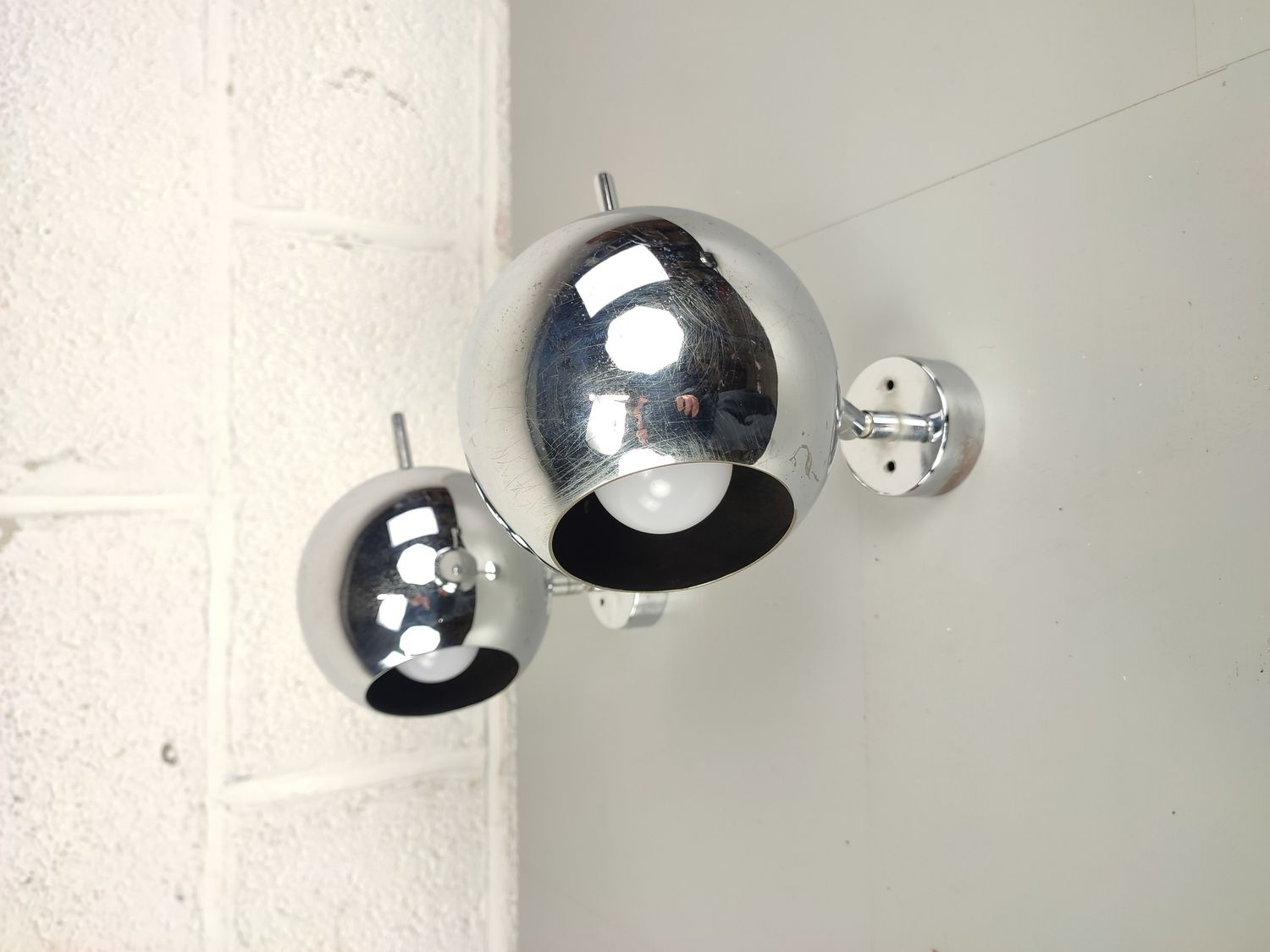 Pair of vintage chrome eyeball lamps