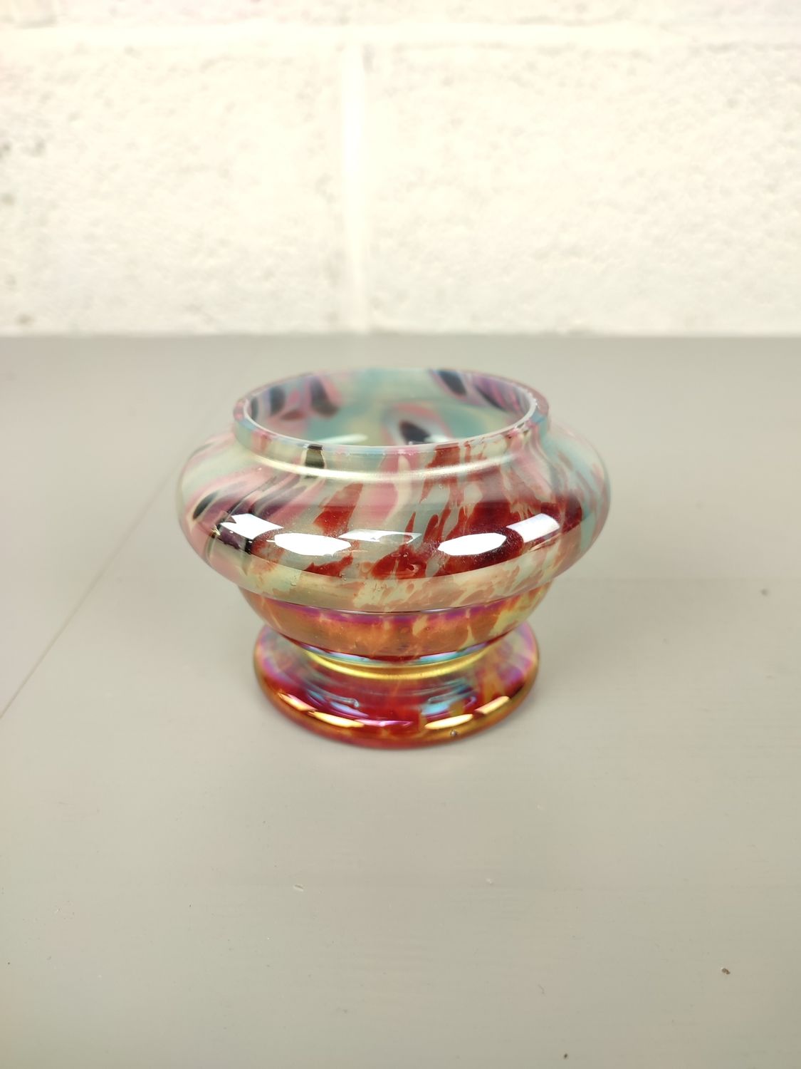 Antique iridescent Kralik millefiori vase