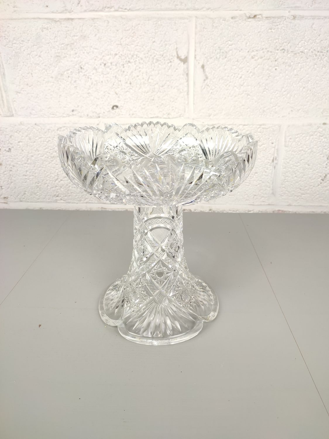 Large crystal fruit bowl on foot