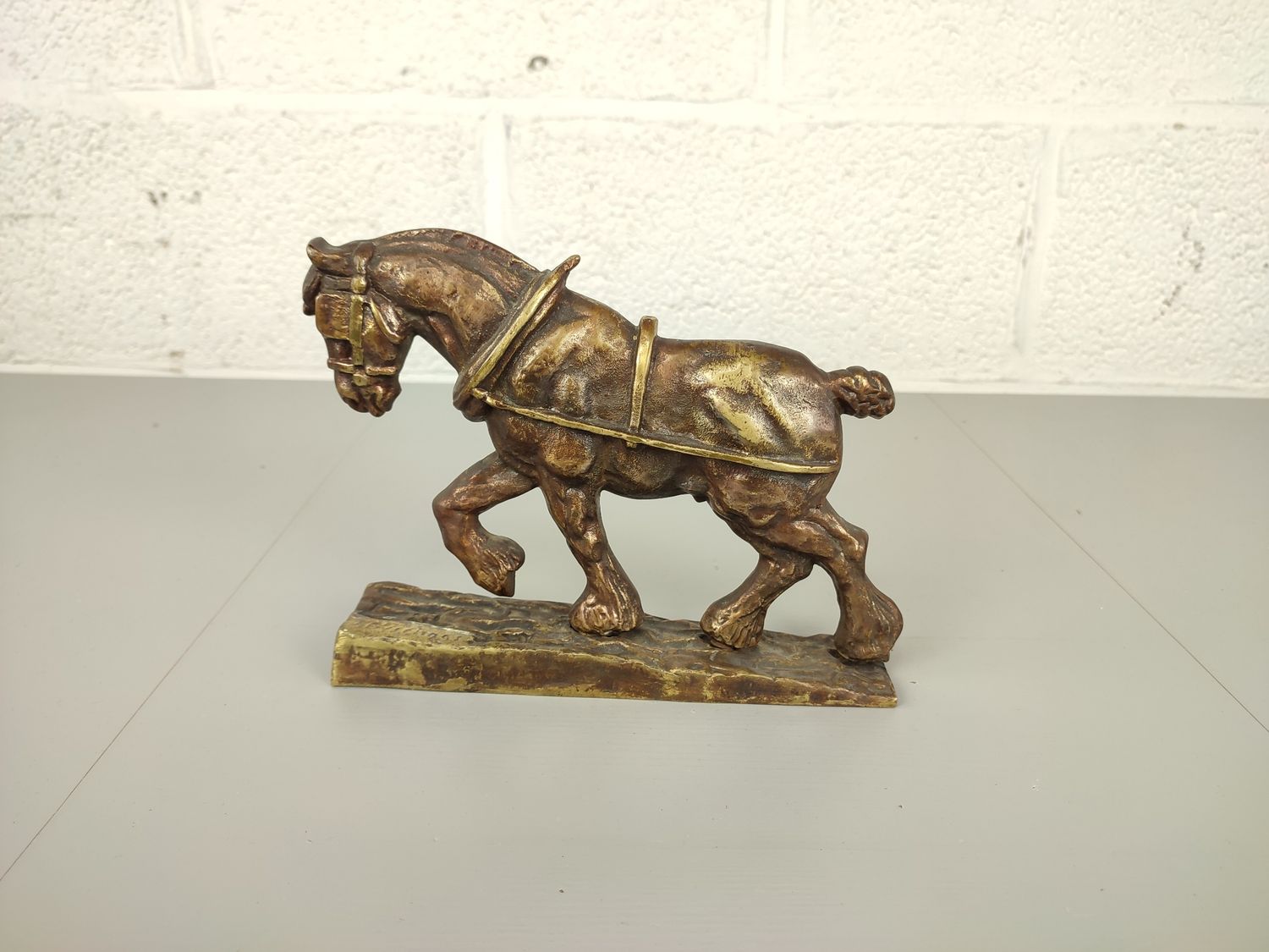 Bronze statue of a draft horse