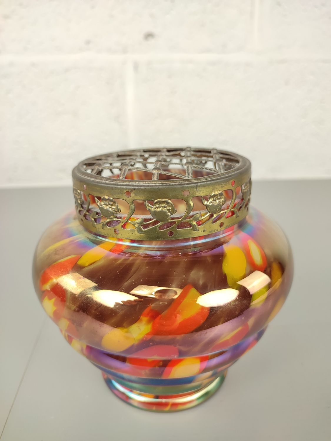 Antique iridescent pique fleur by Kralik