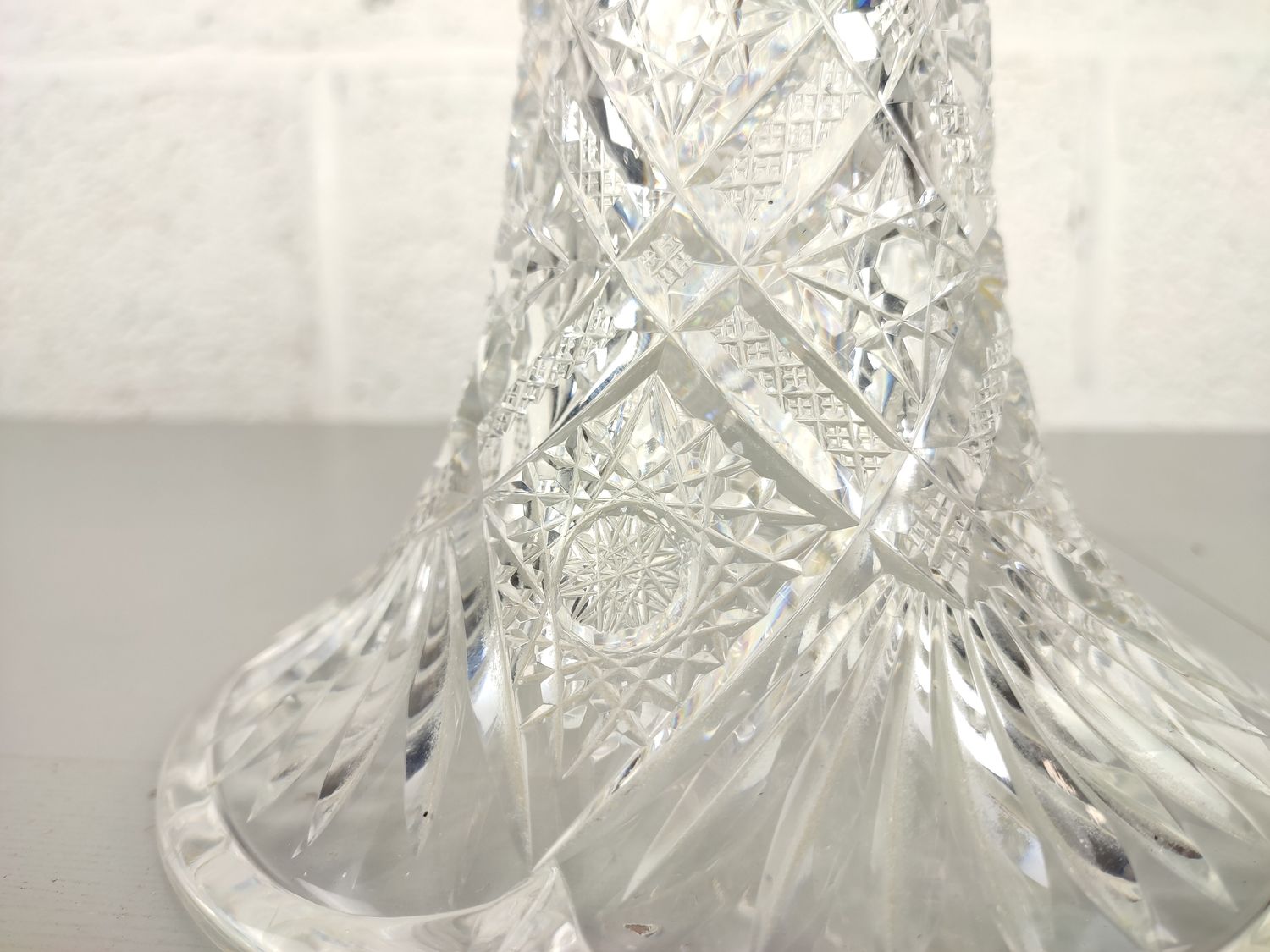 Large crystal fruit bowl on foot