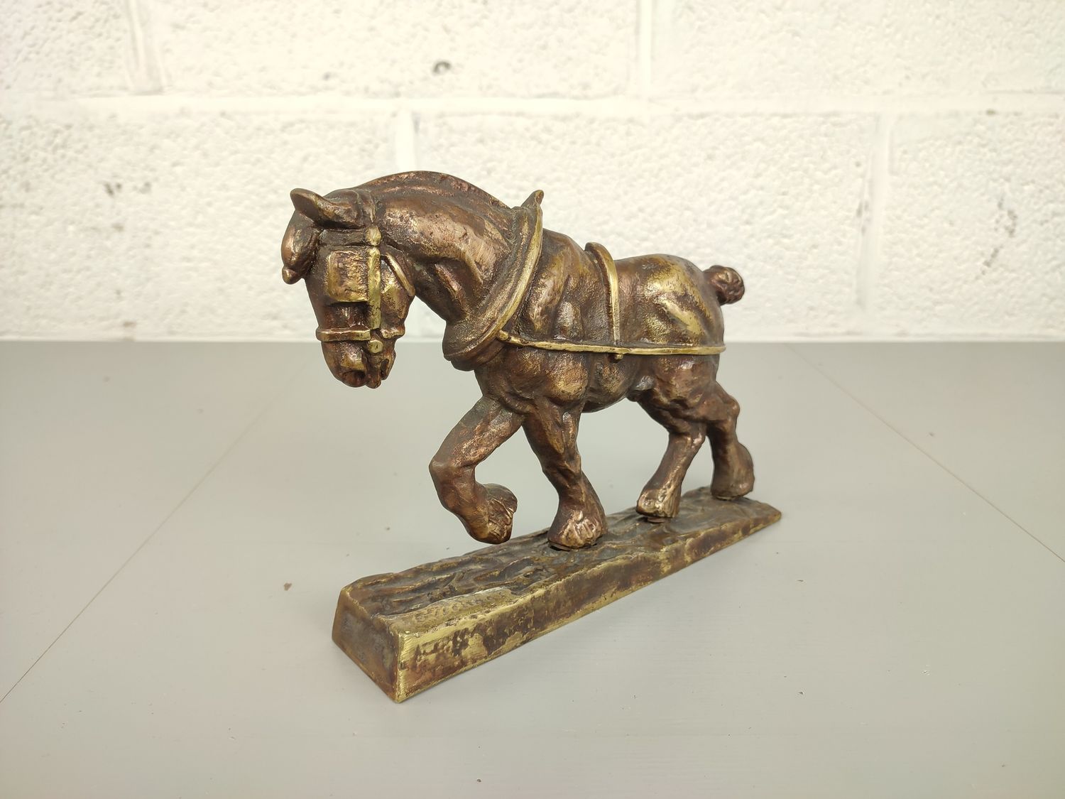 Bronze statue of a draft horse
