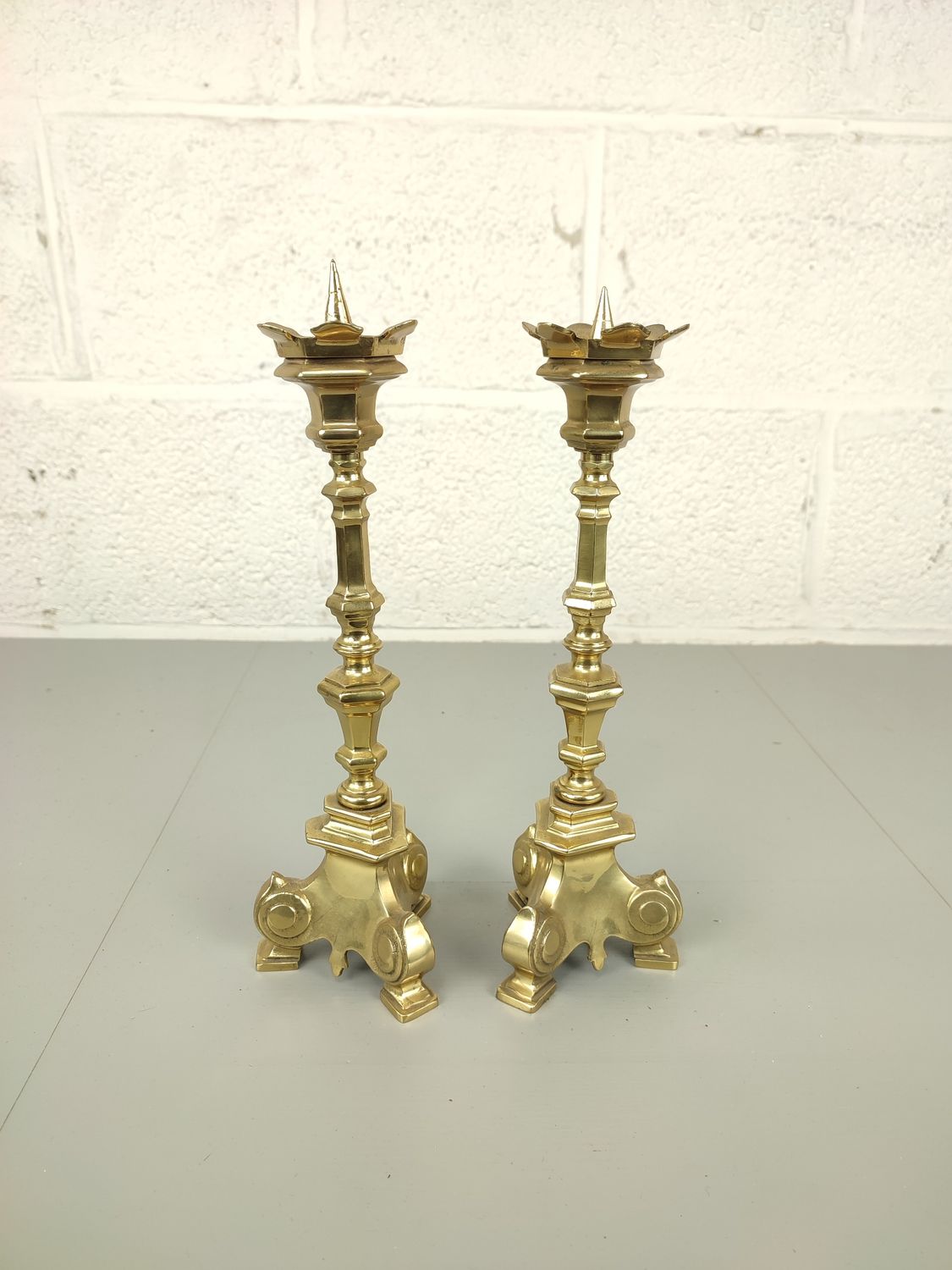 Pair of brass candlesticks