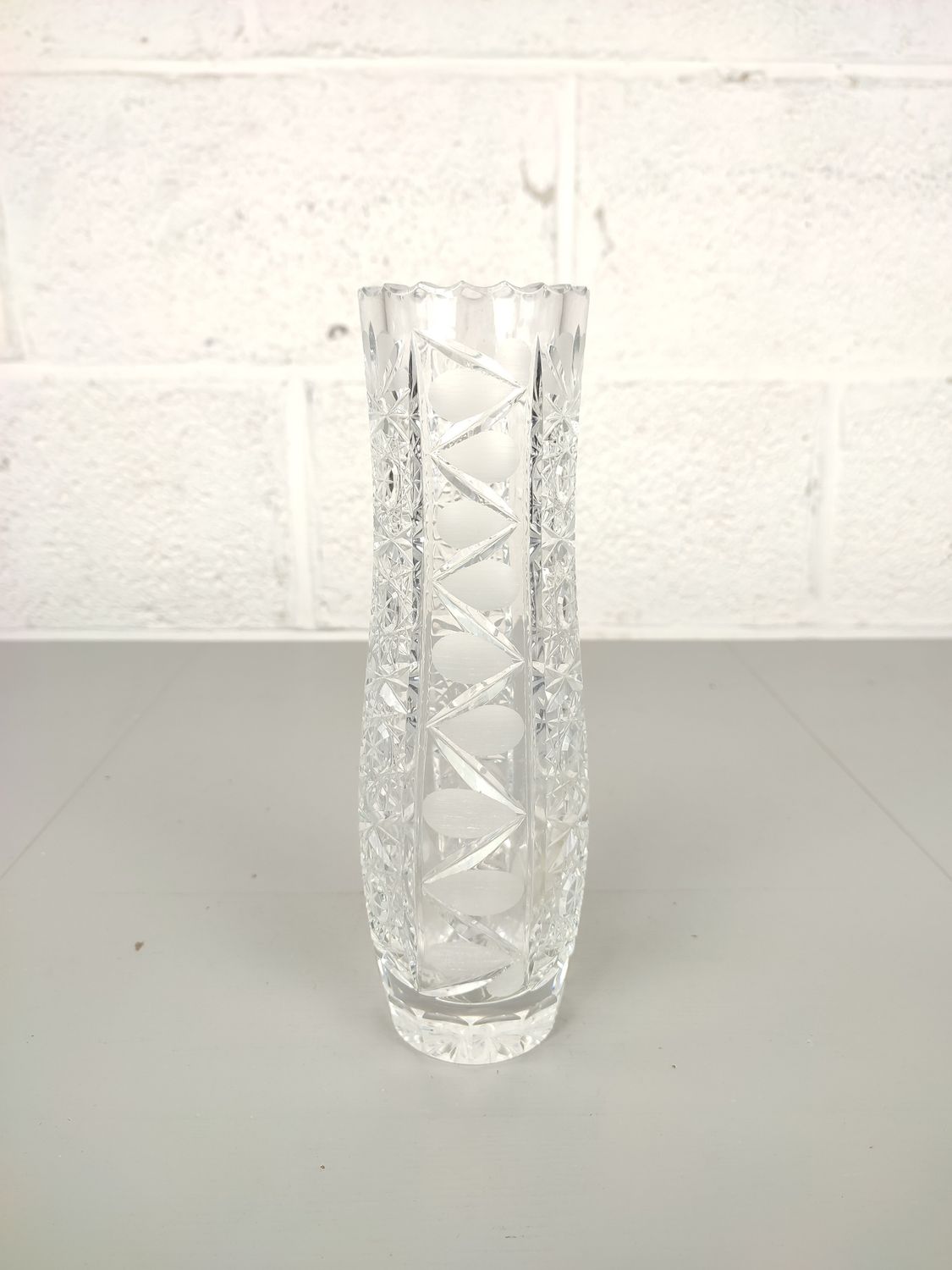 Bohemian cut crystal vase