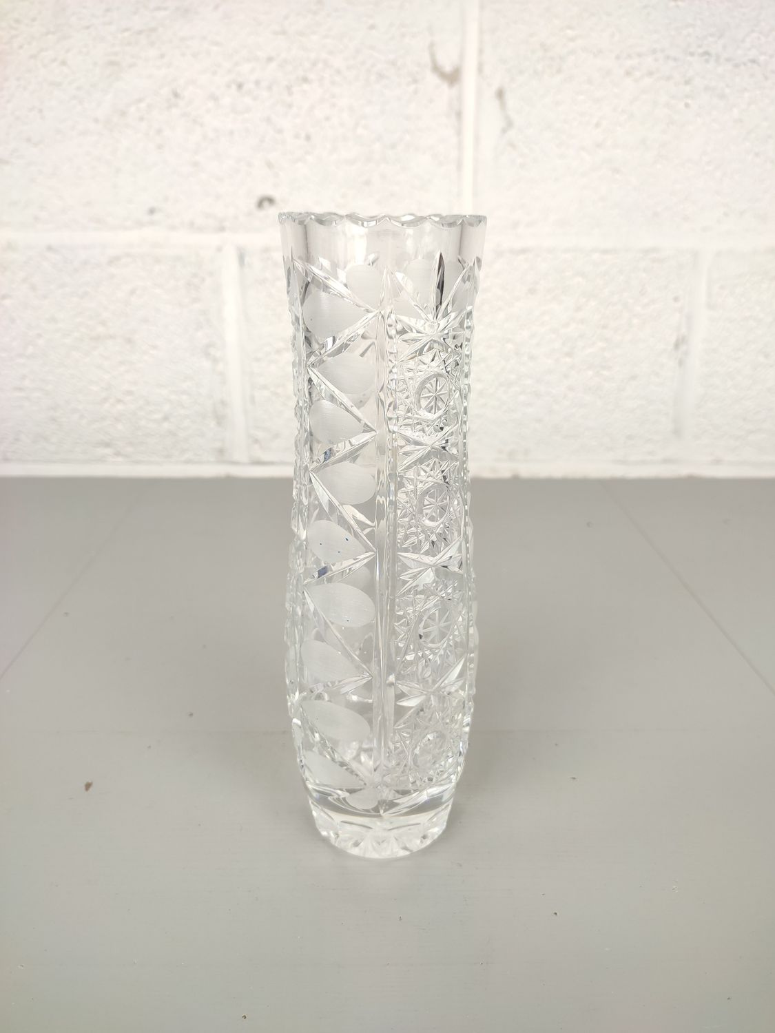 Bohemian cut crystal vase
