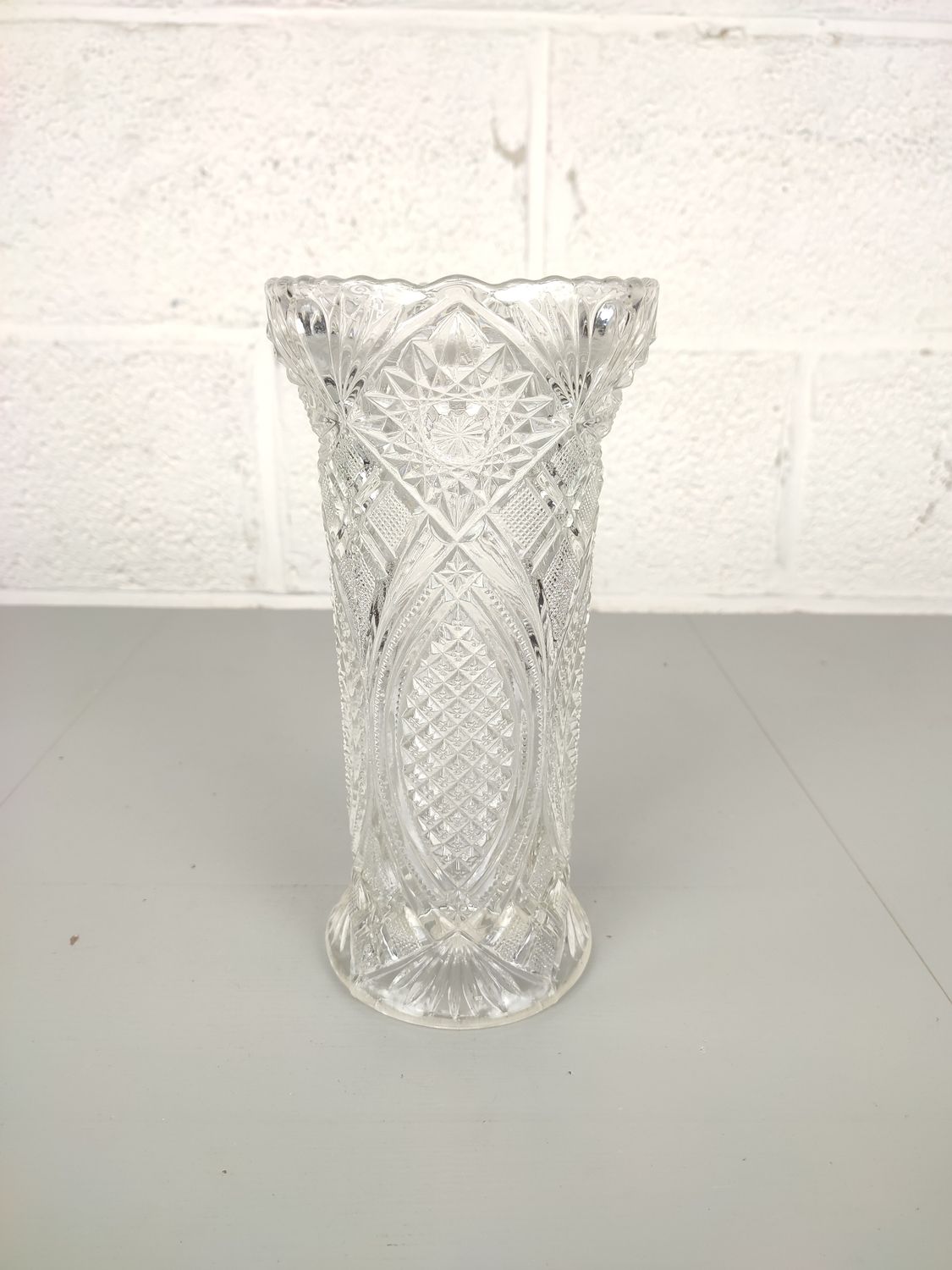 Large pressed glass vase