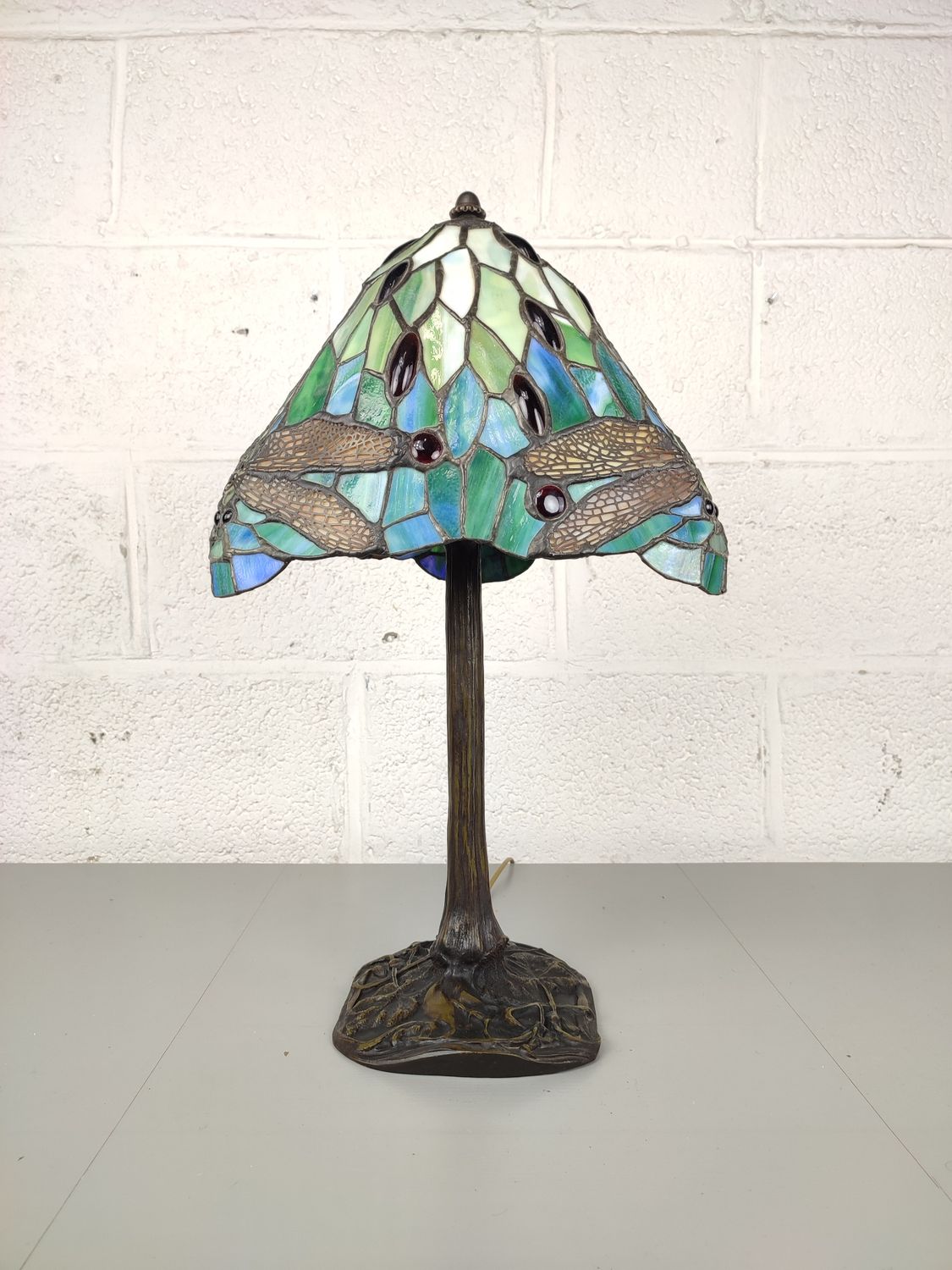 Old Tiffany lamp with dragonflies