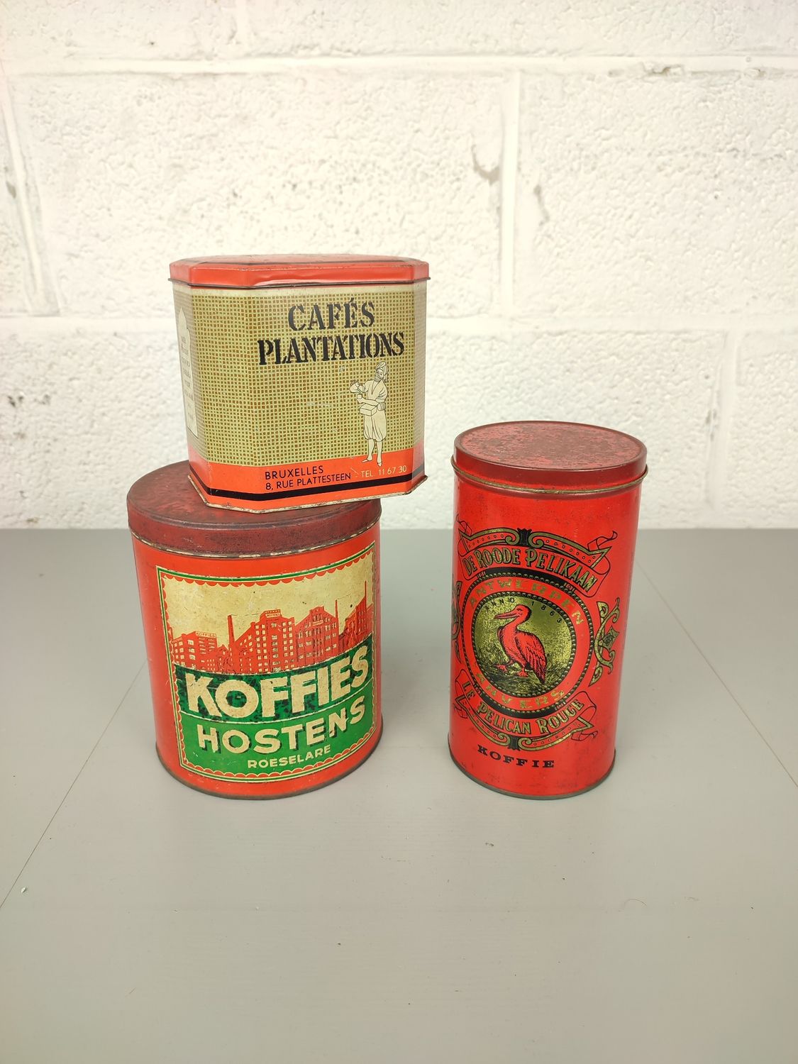 3 old tin coffee boxes