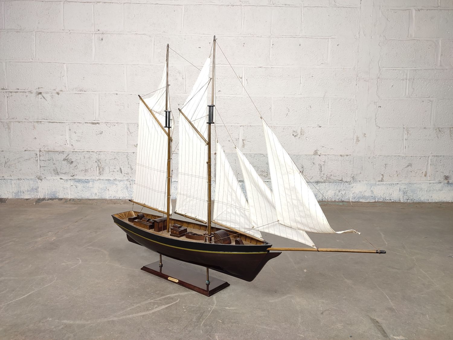 Large wooden miniature sailing ship