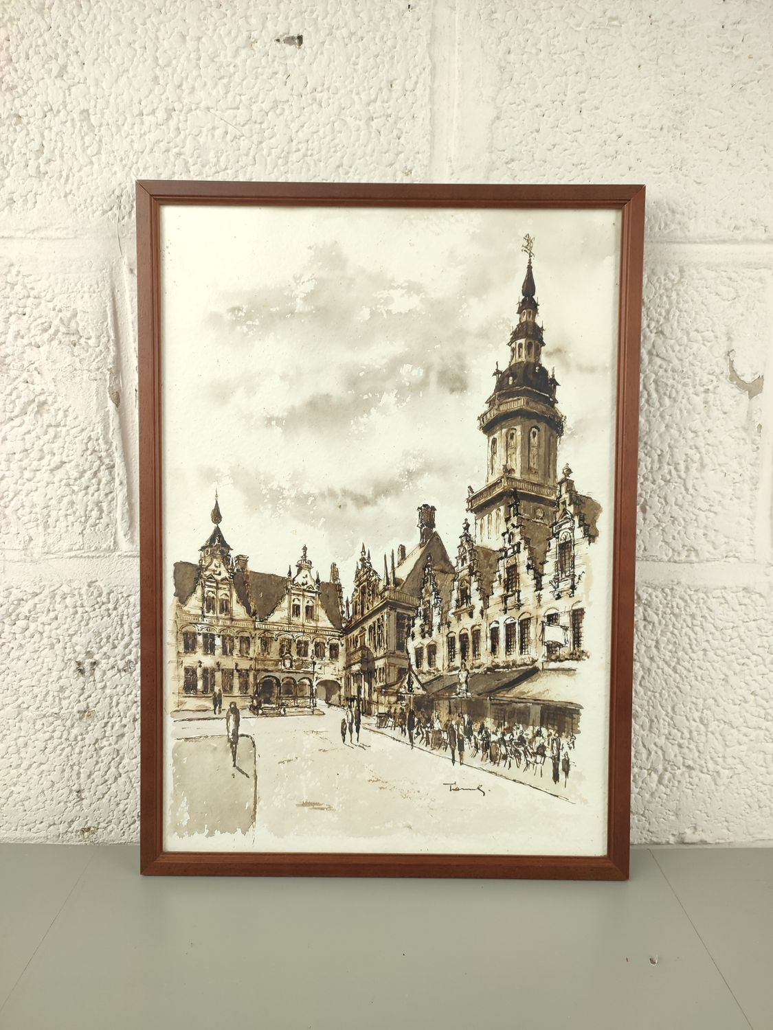 Watercolor - market of Veurne