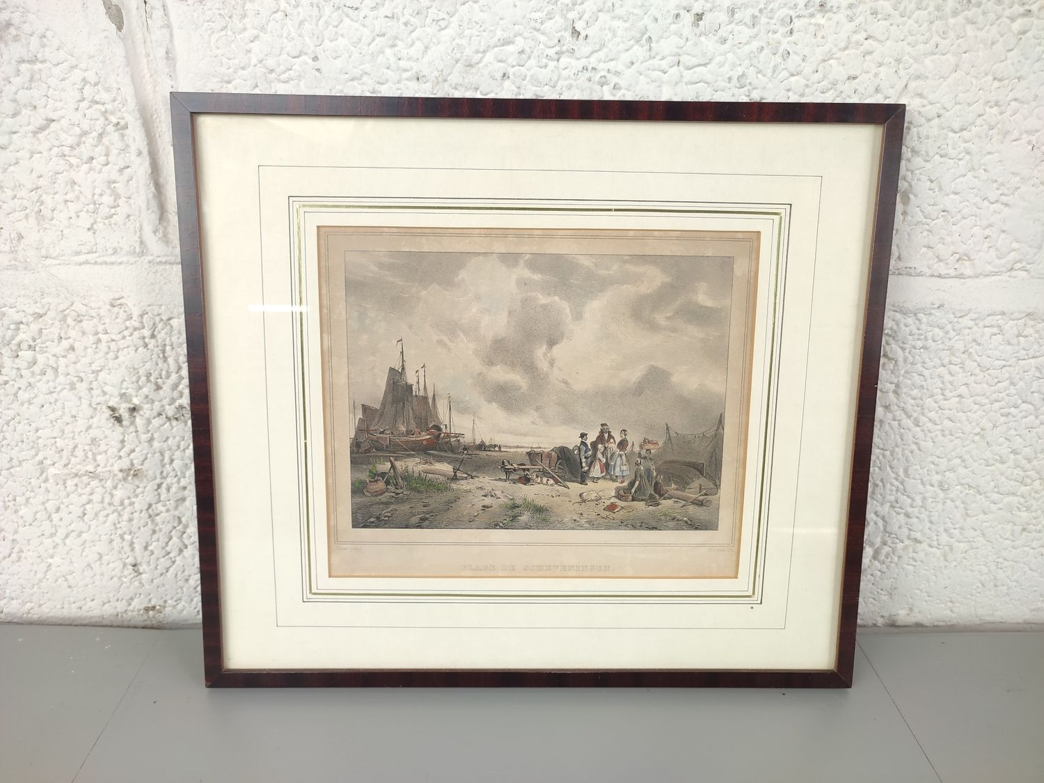 Clerman - Lithograph - Scheveningen beach