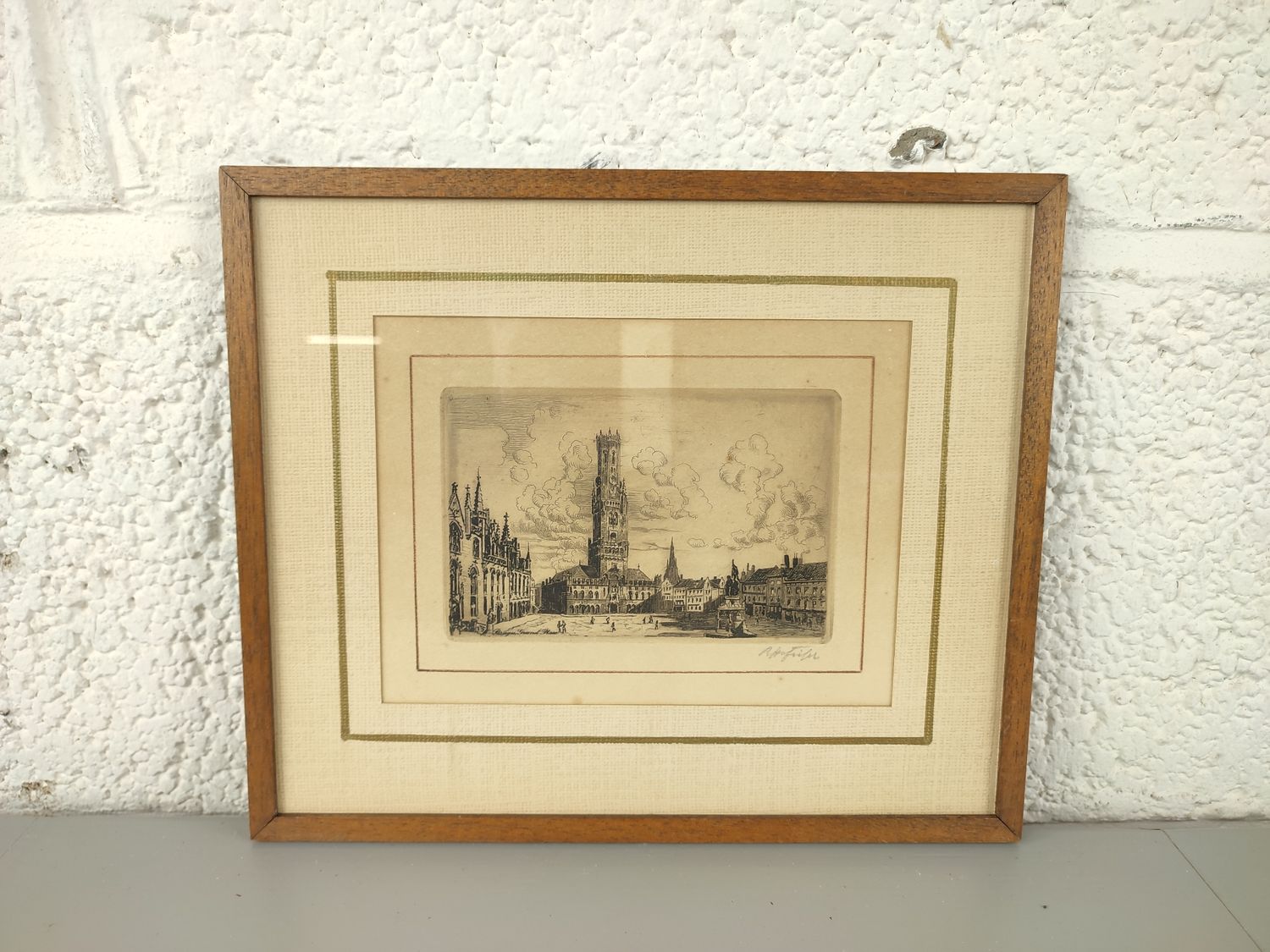 Etching of the market of Bruges