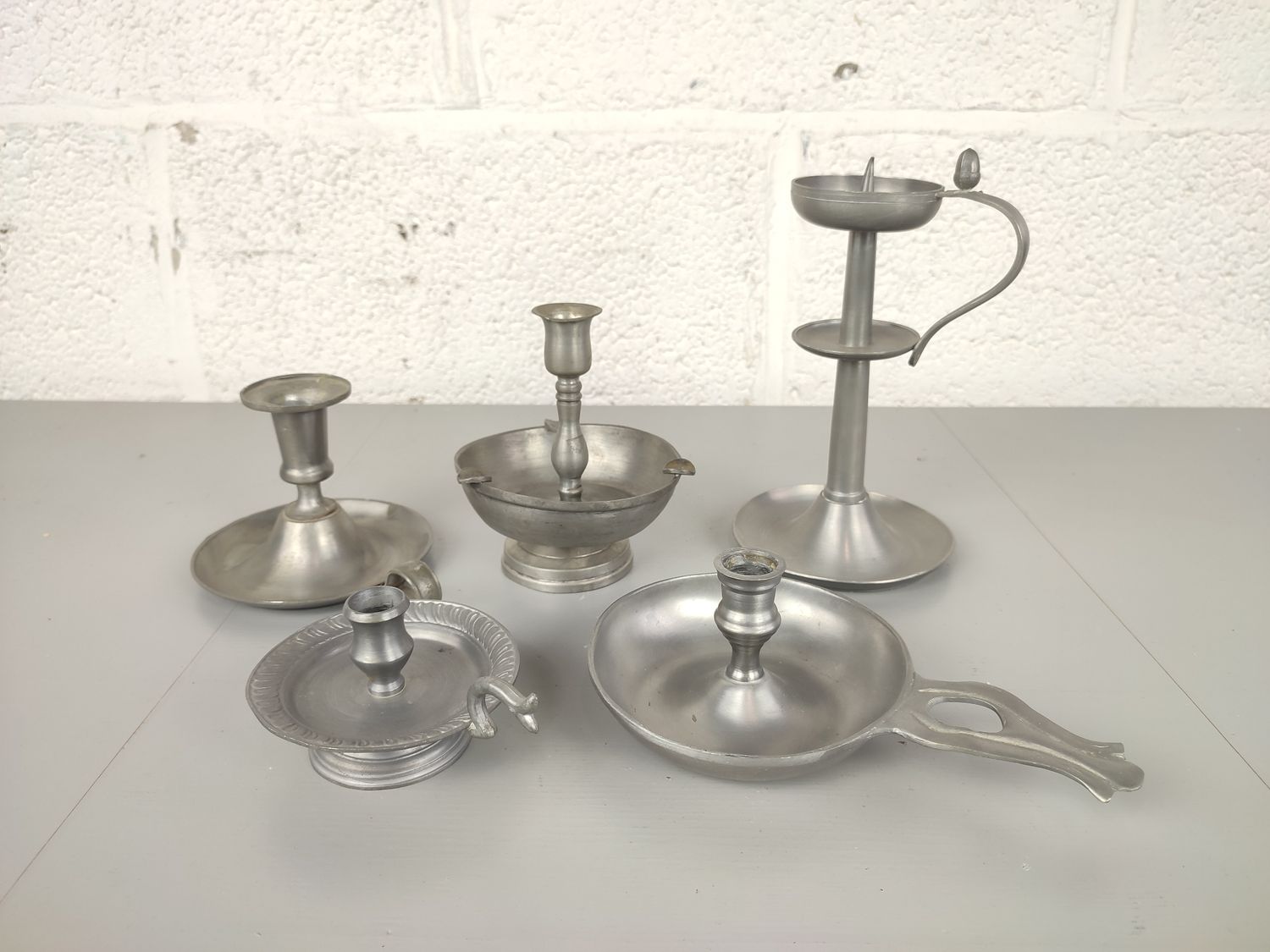 Pewter candle holders
