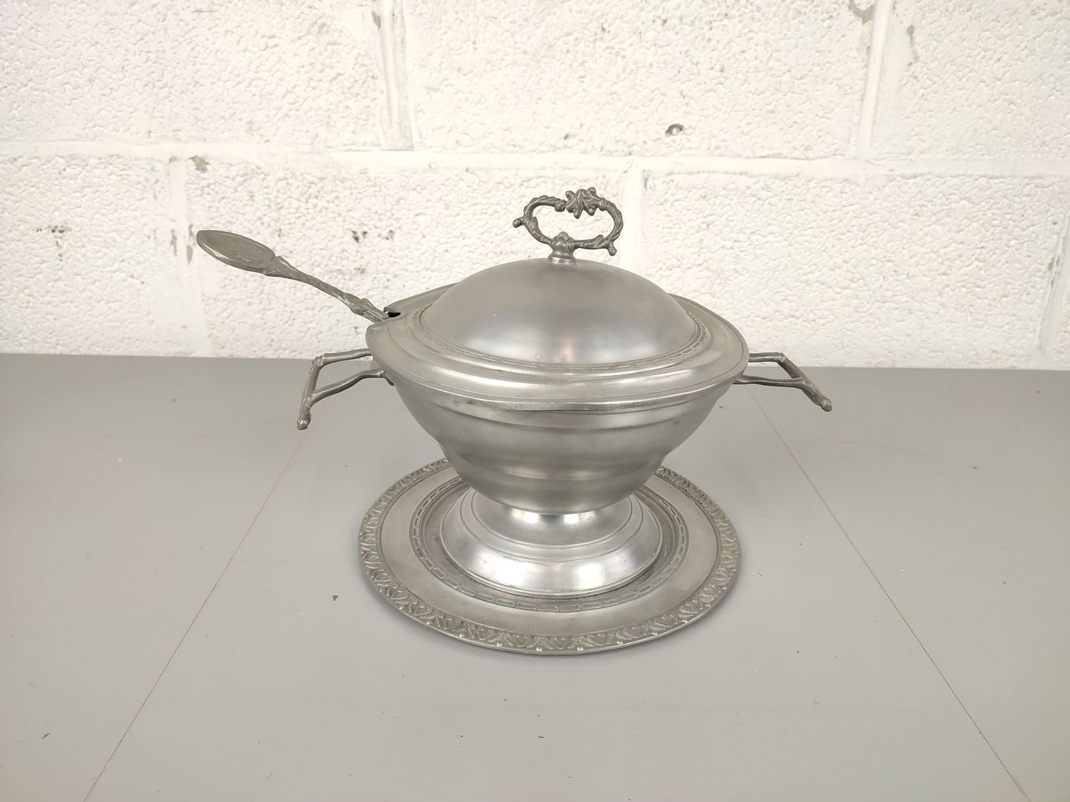 Pewter soup tureen