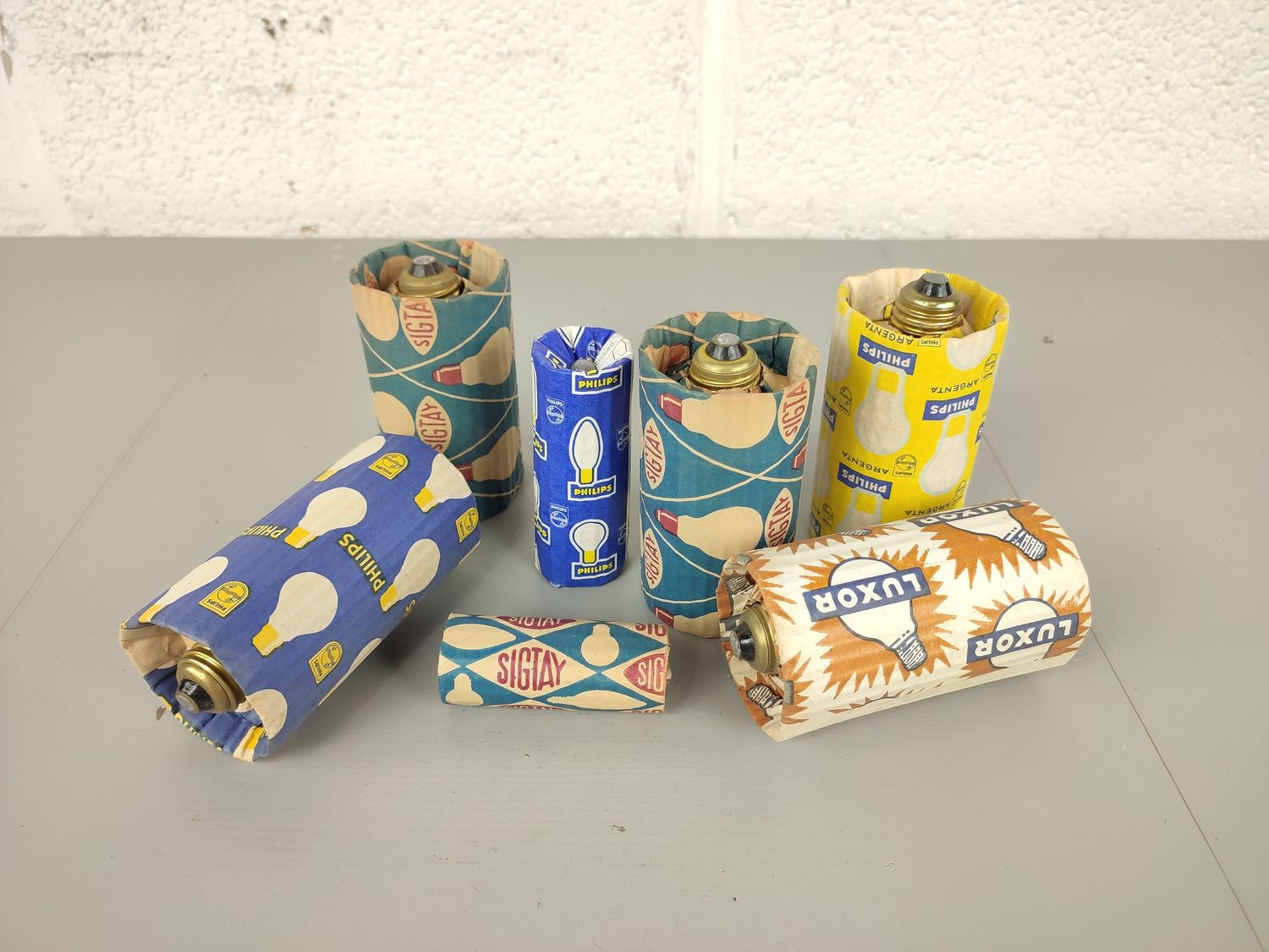 Old lightbulbs in original packaging
