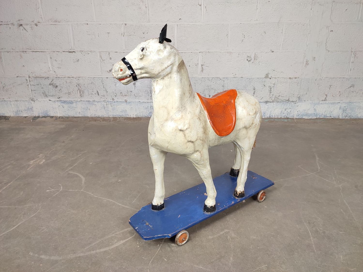 Antique paper mache toy horse
